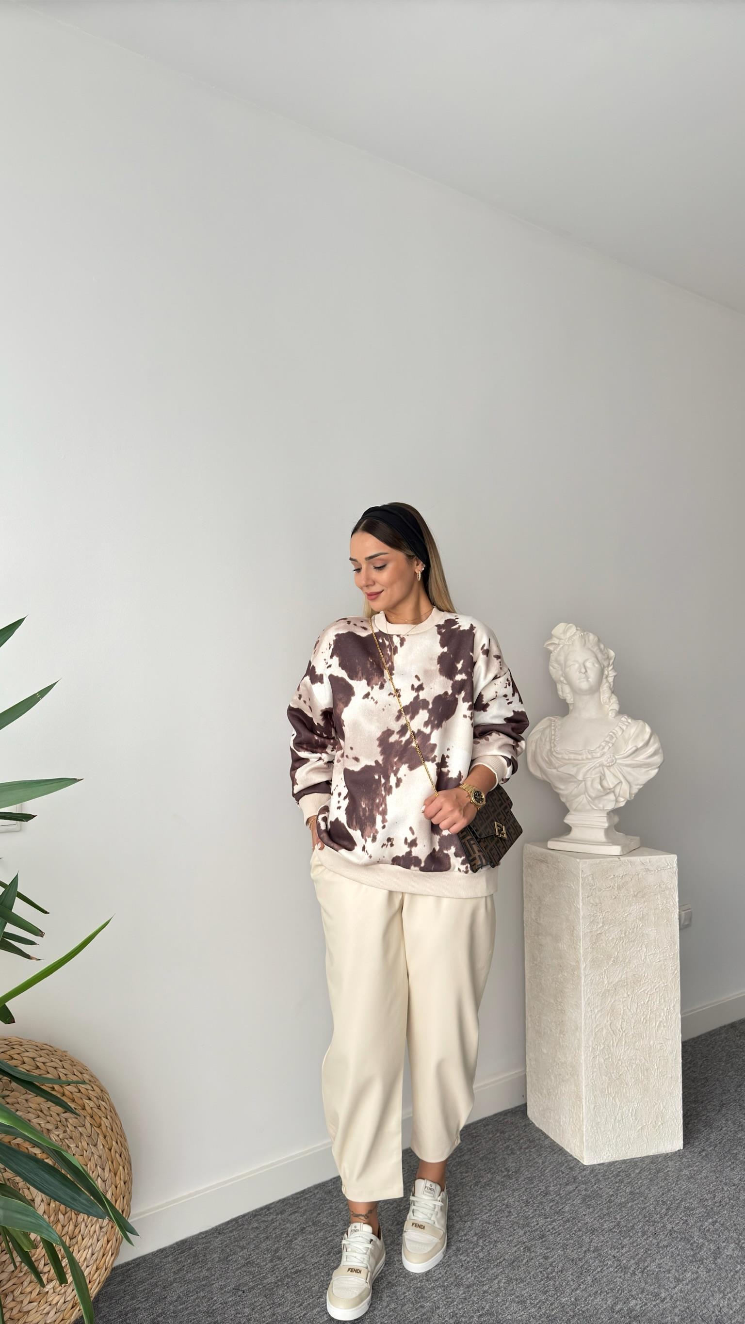 Thian Kahve Renk Geçişli Sweatshirt