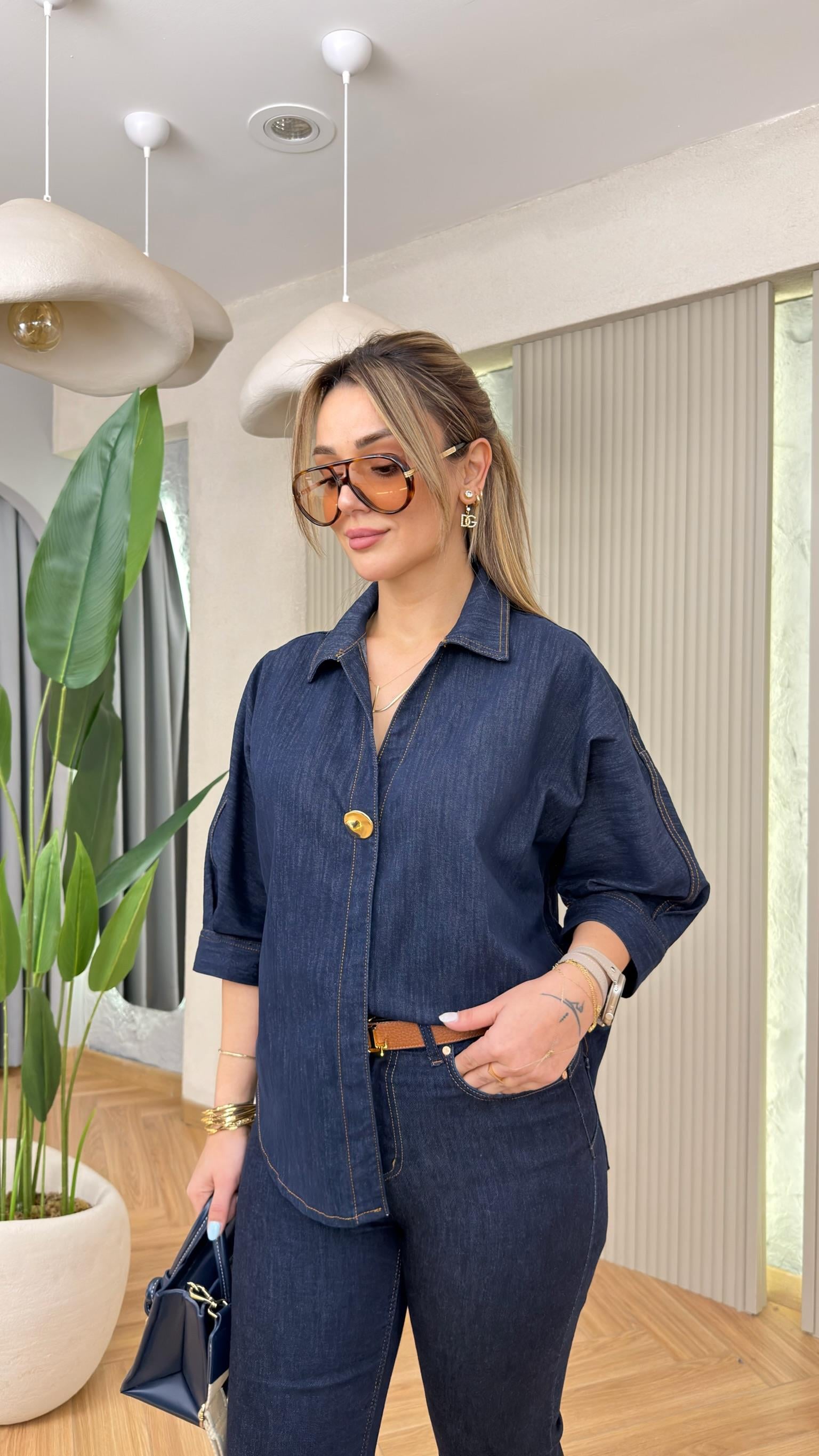 Gold Aplikeli Zra Model Tensel Kot Gömlek