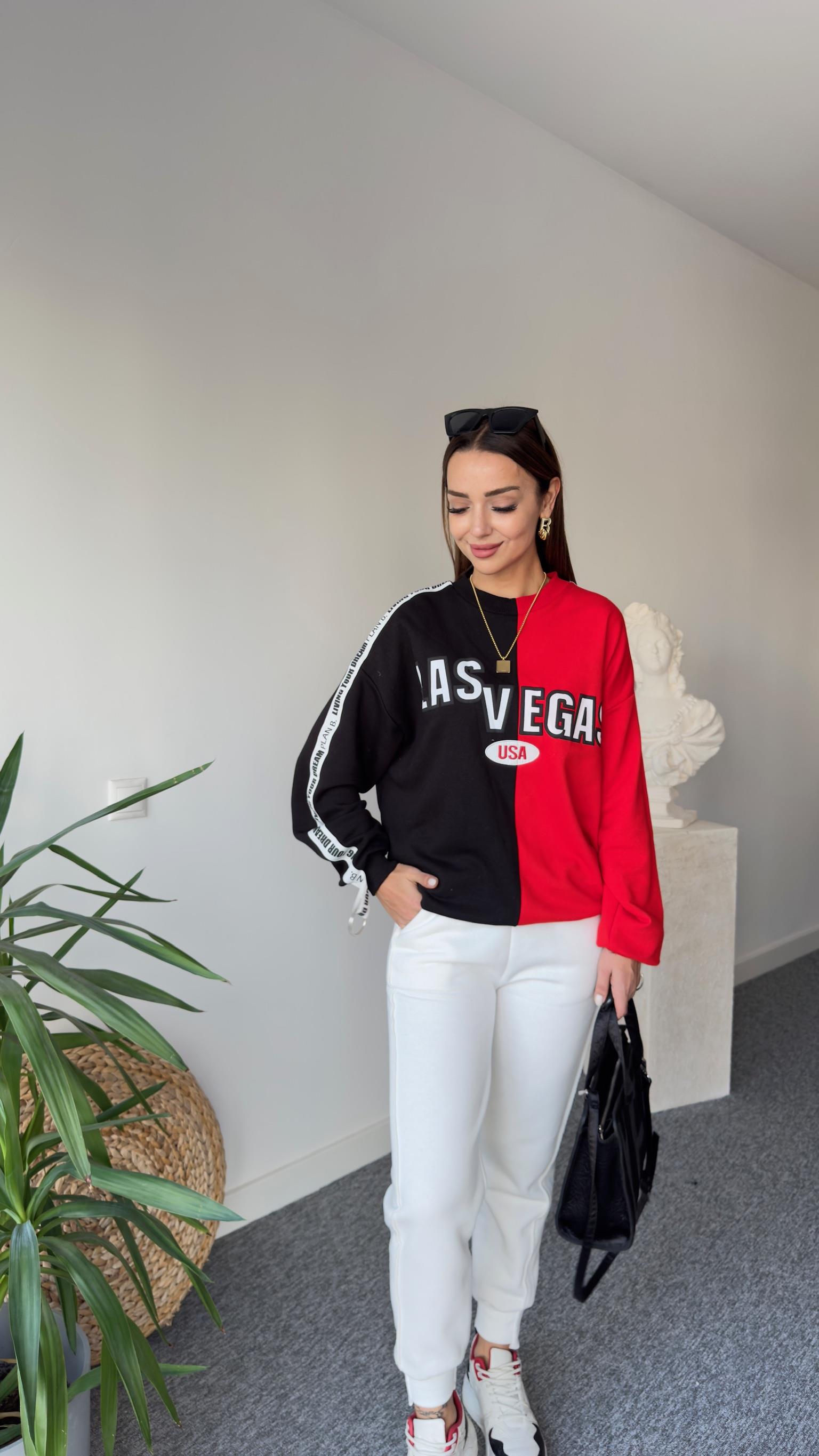 Las Vegas Yazılı Tasarım Kırmızı Sweat