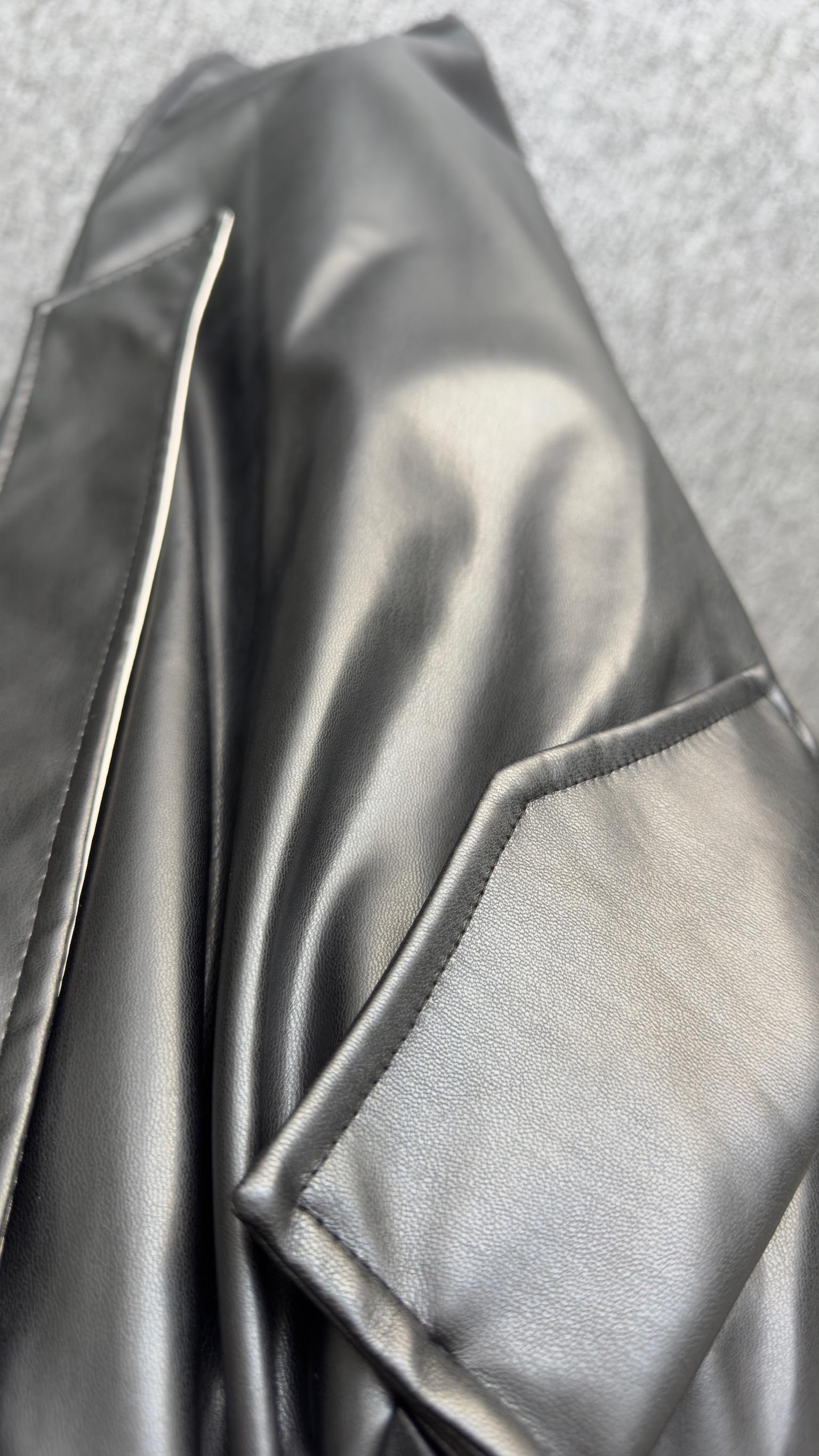 Jadis Siyah Deri Detaylı Trençkot