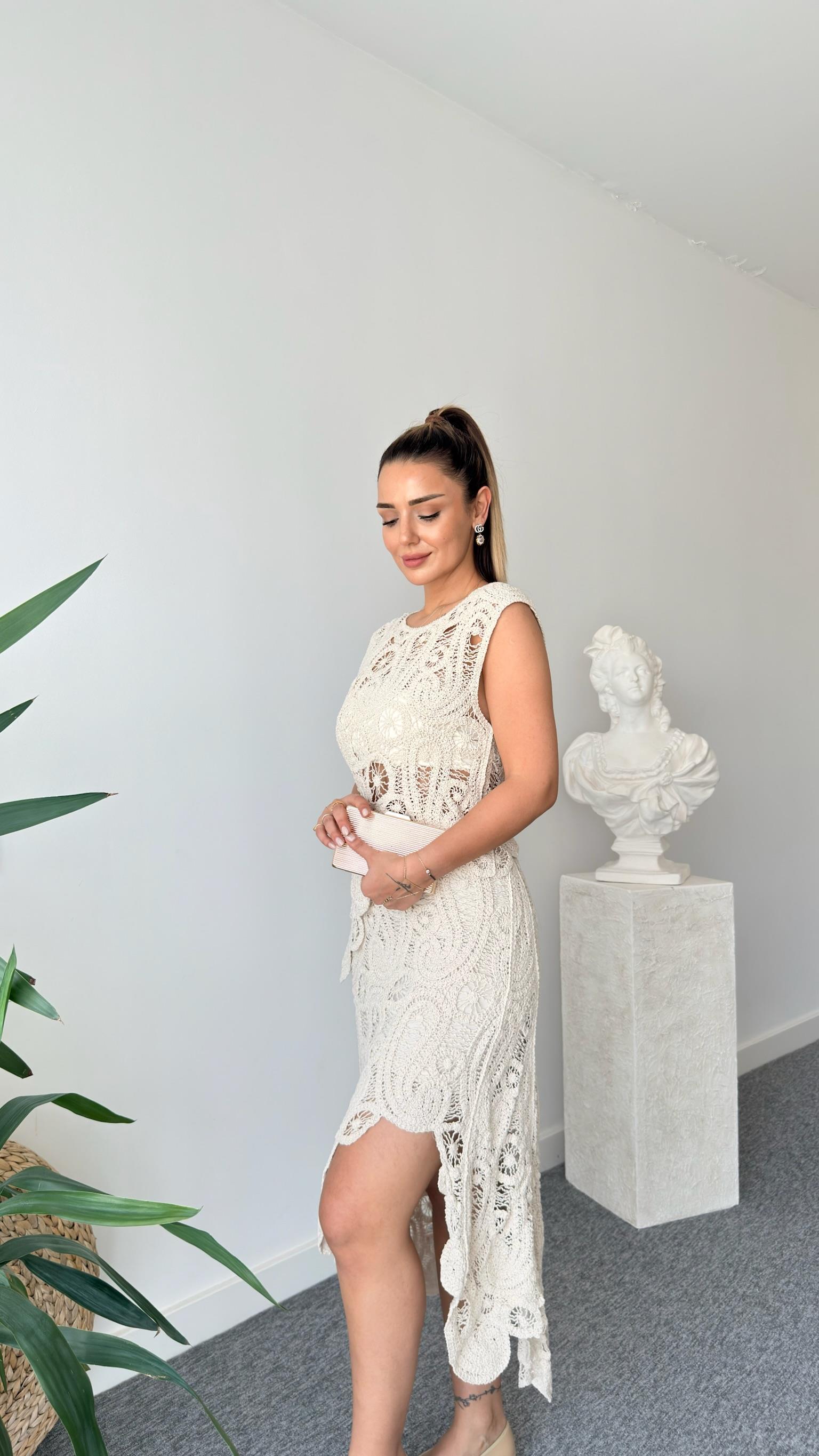 Asimetrik Brode Etek Bluz Takım