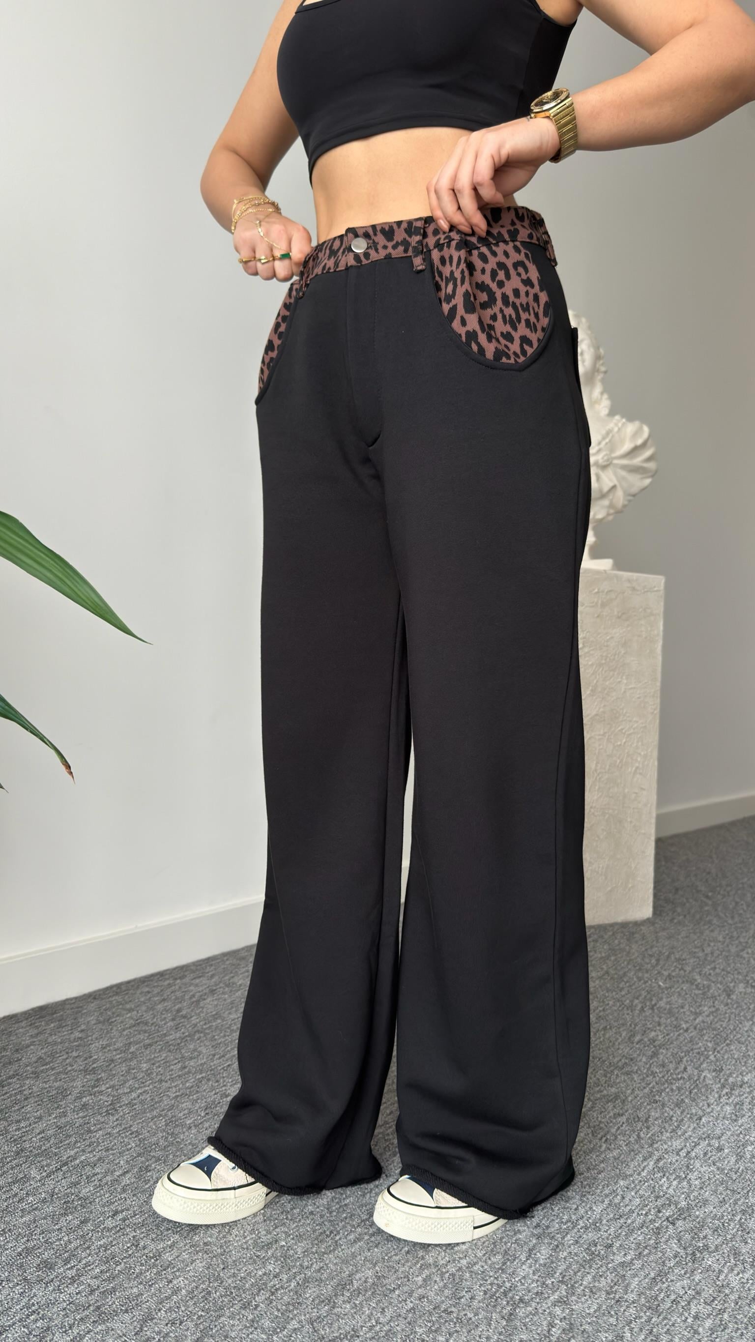 Bel Gabardin Leopar Desenli Pantolon