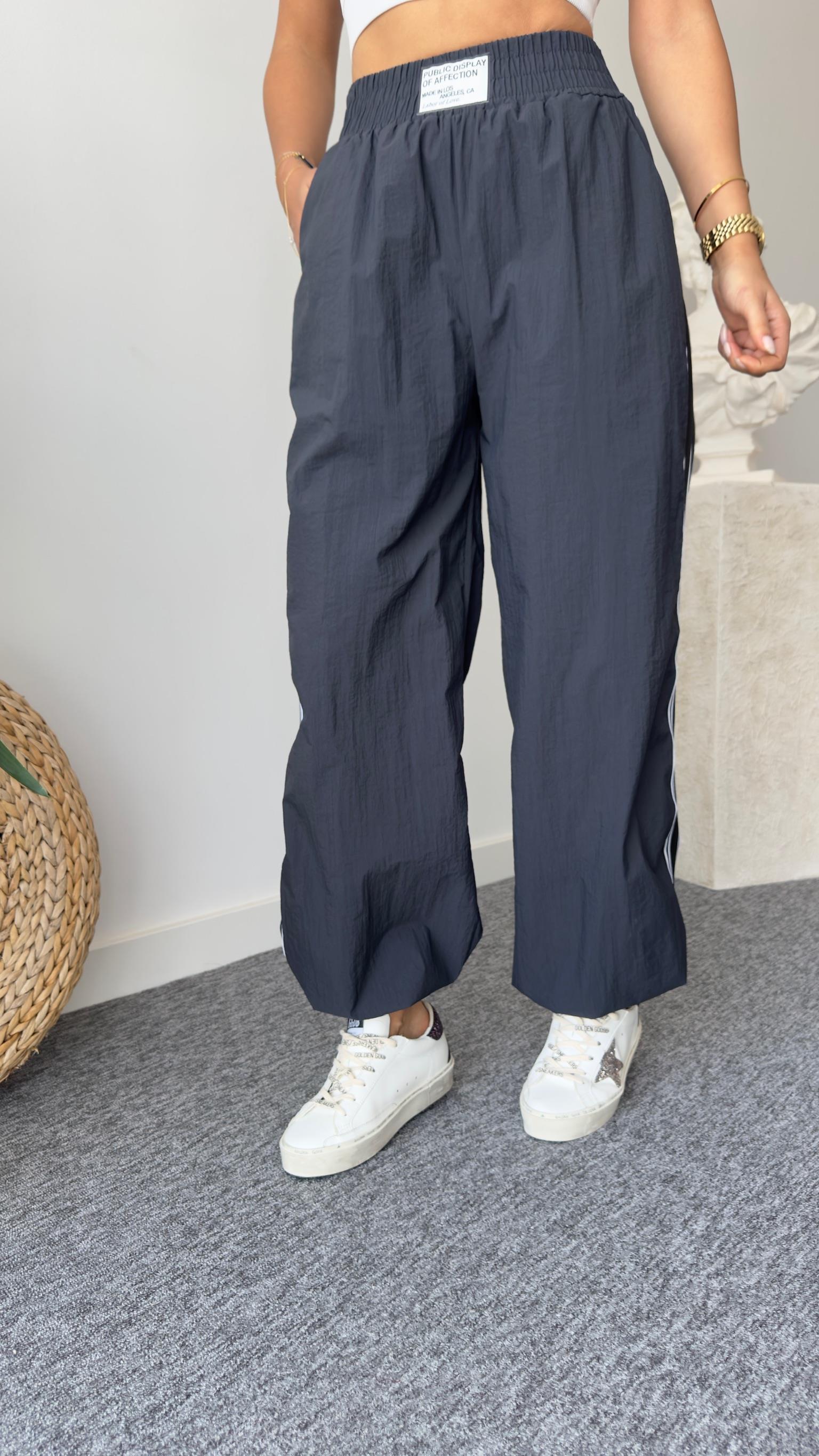 Paça Stoperli Şeritli Paraşüt Pantolon