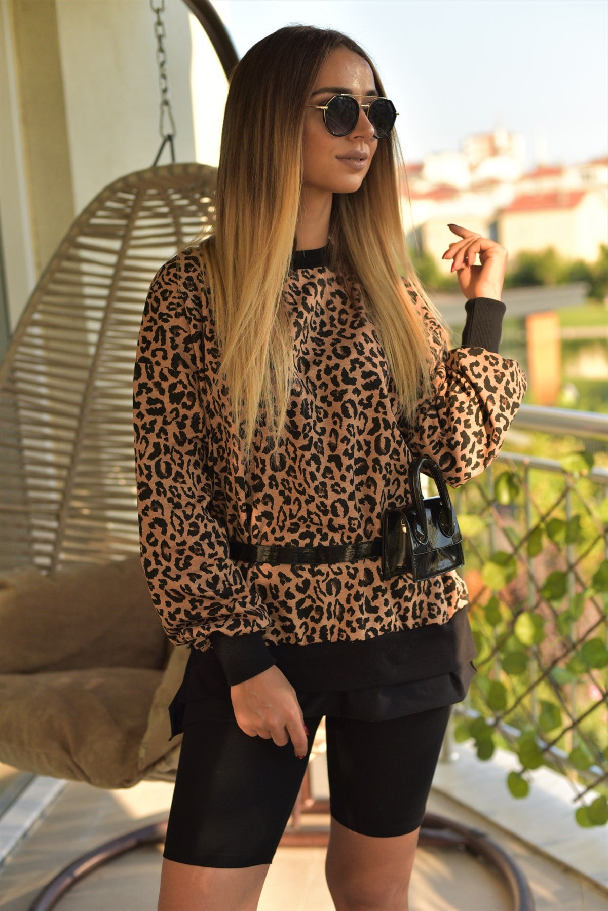 Leopar Baskı Sweatshirt 