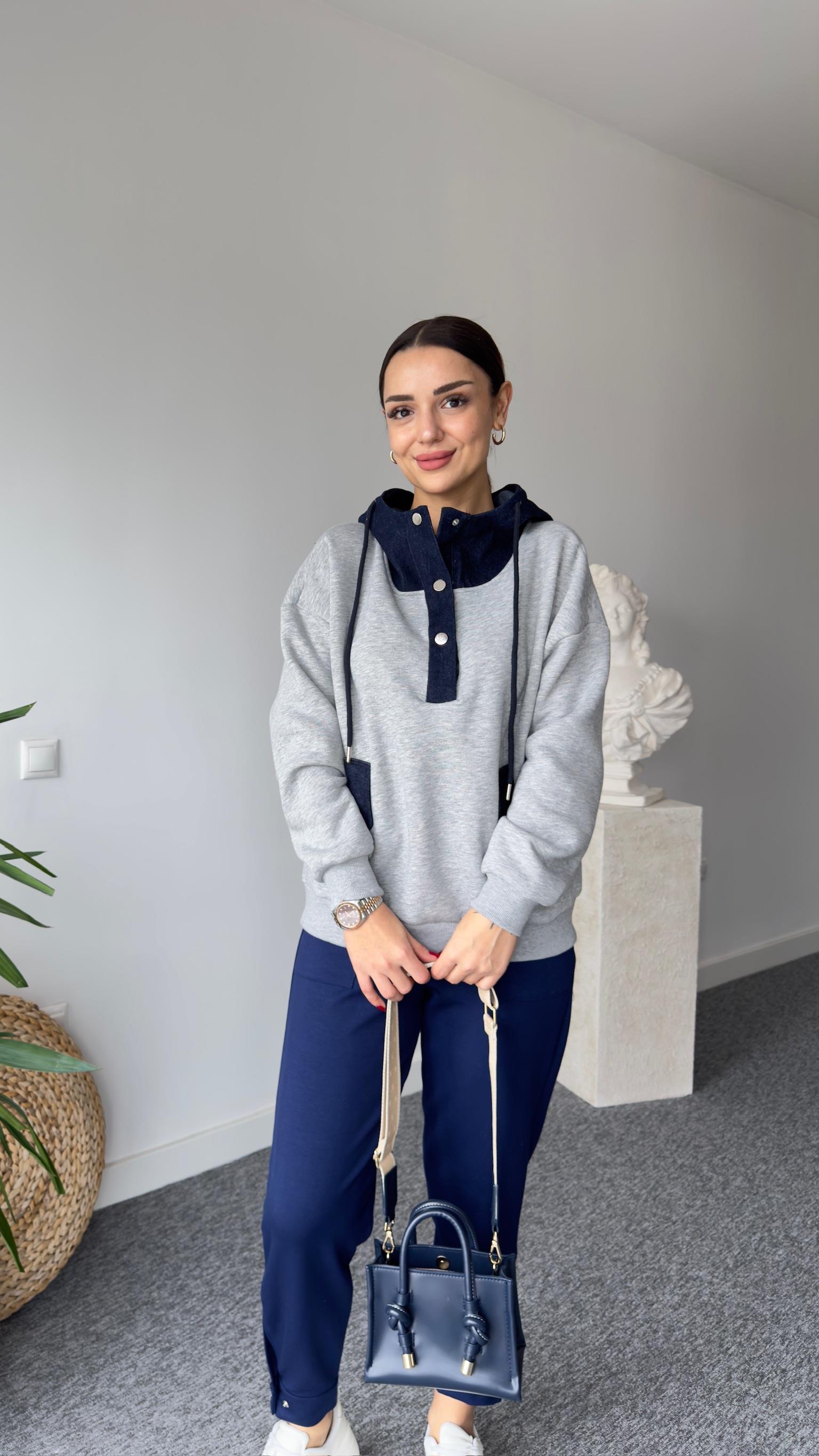Zra Model Kot Detaylı Kapüşonlu Sweatshirt