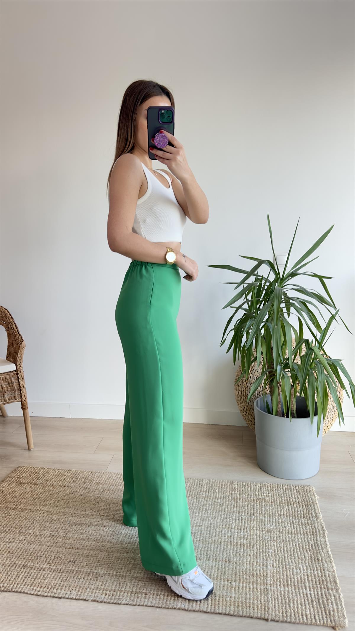 Zra Yeşil Crep Bol Pantolon