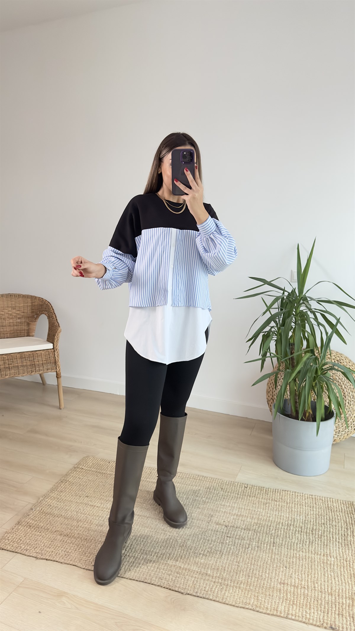 Parça Gömlek Detaylı Tasarım Sweat