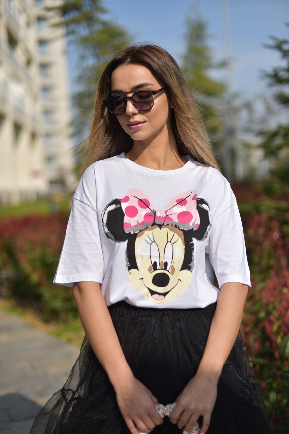  Minnie Baskılı Beyaz Tshirt