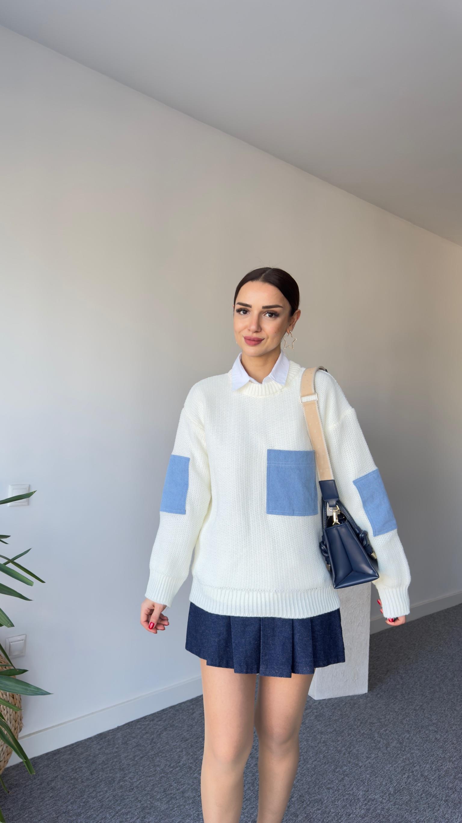 Wina Kot Detaylı Delikli Ekru Kazak