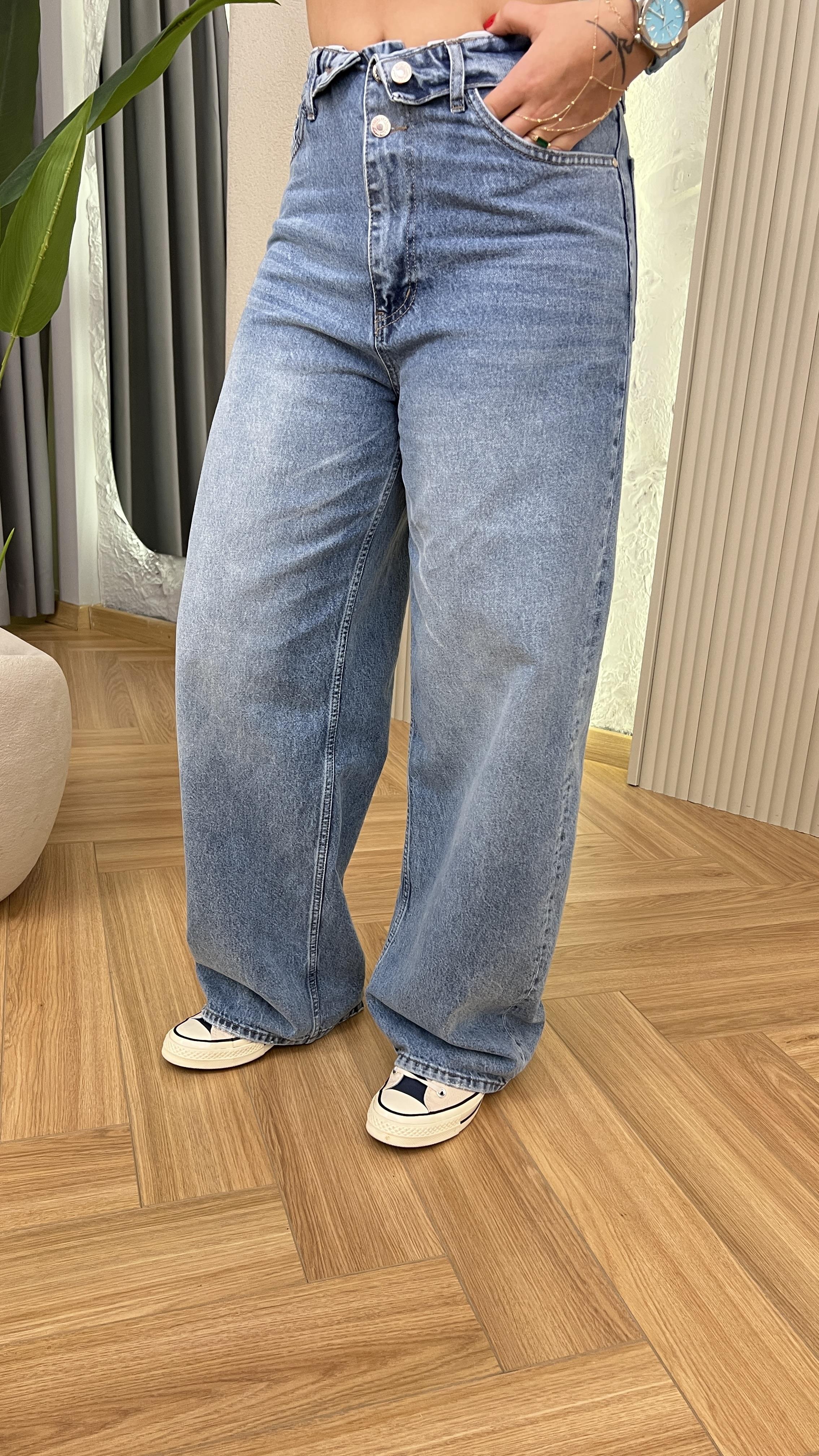 Daria Bel Detaylı Yıkamalı Baggy Jean