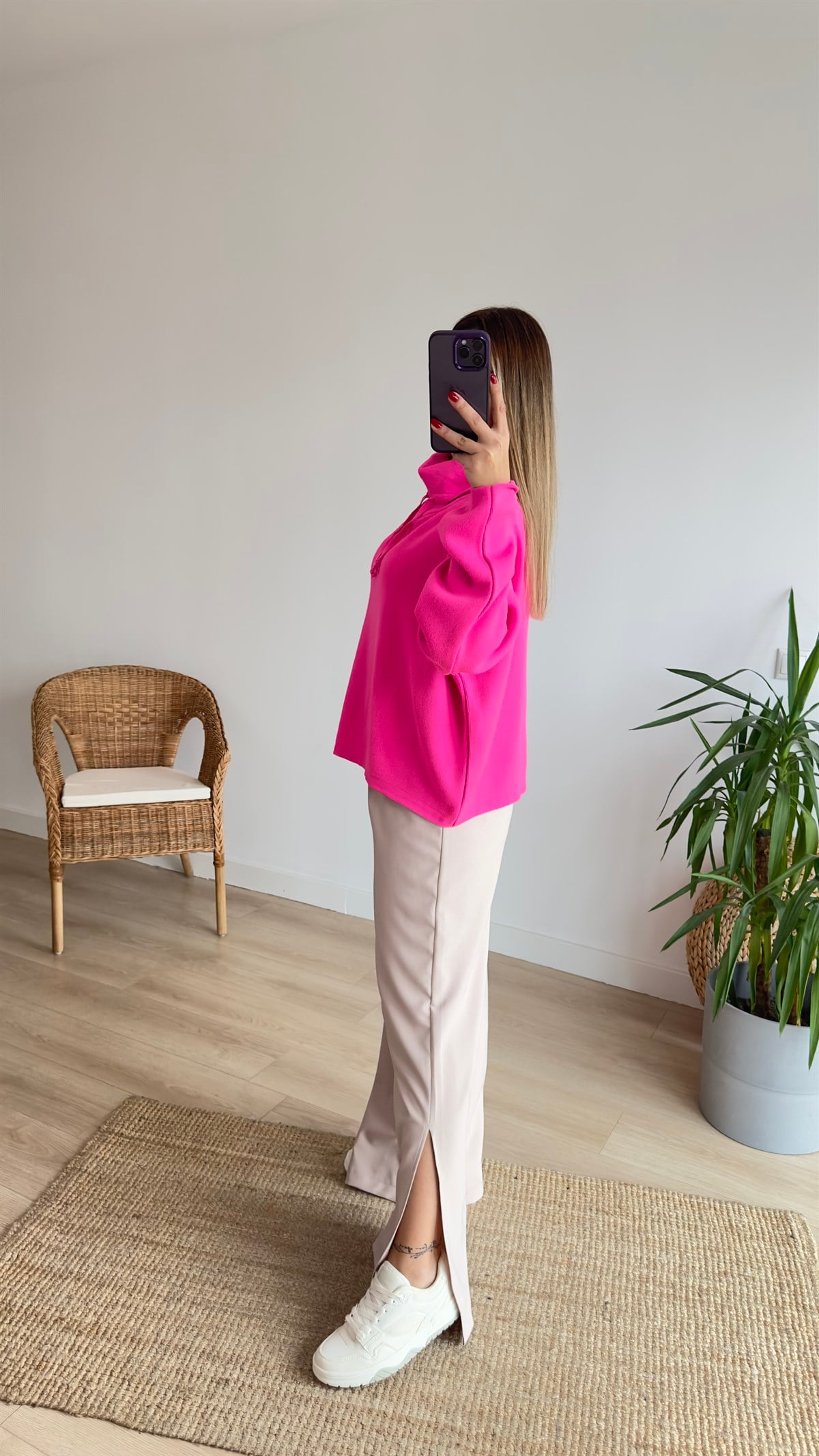 Boğazlı Basic Pembe Triko