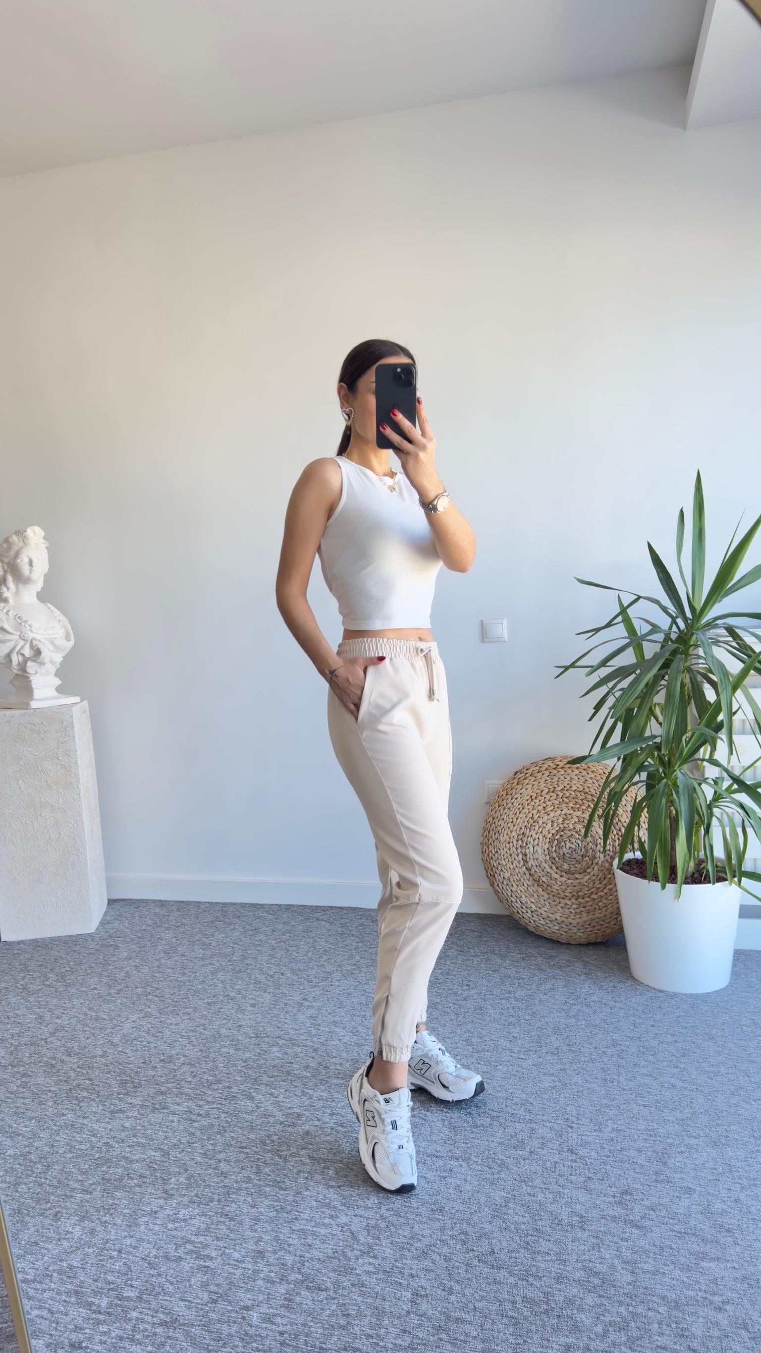 Tws Model Paça Fermuarlı Bej Pantolon