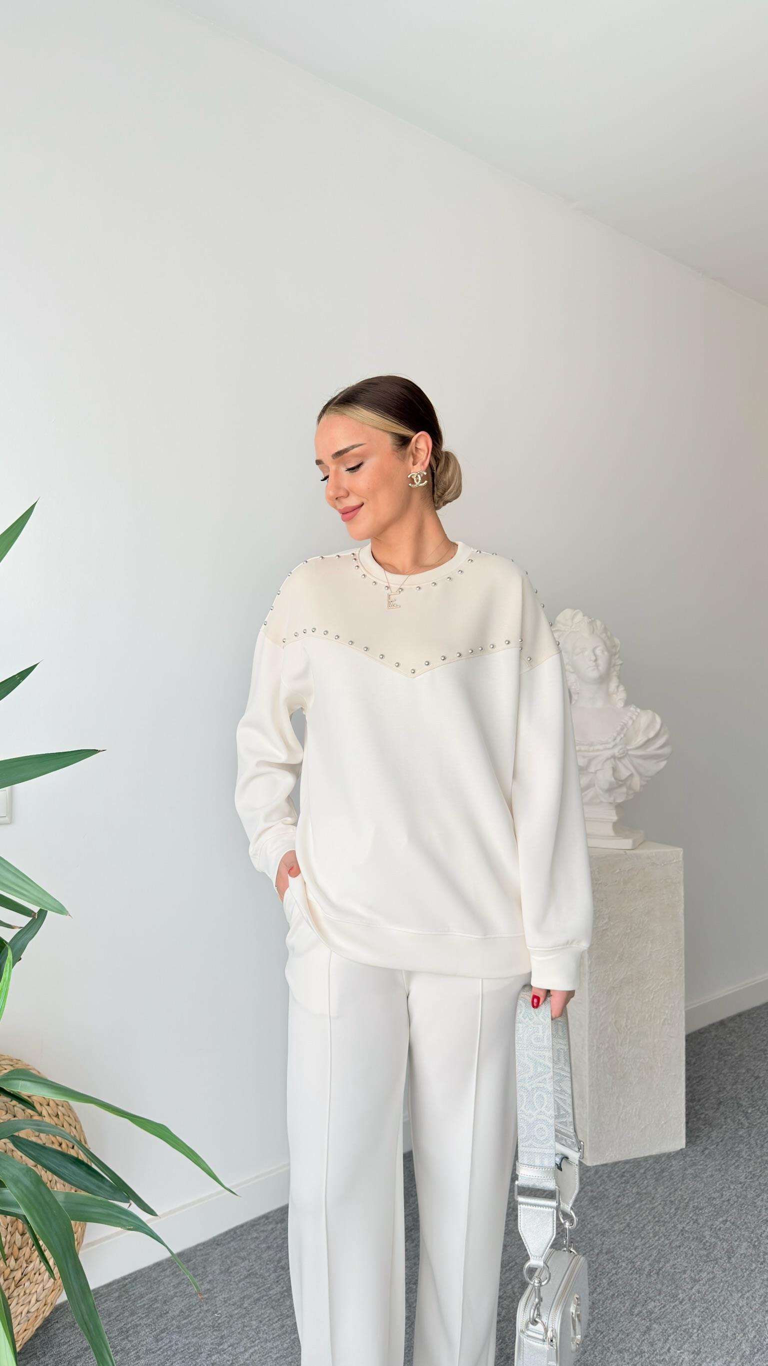 Drop Çakımlı Ekru Modal Sweat