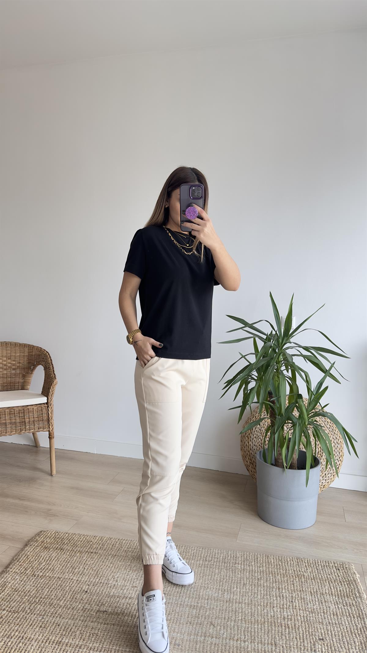 Bisiklet Yaka Massi Siyah Basic