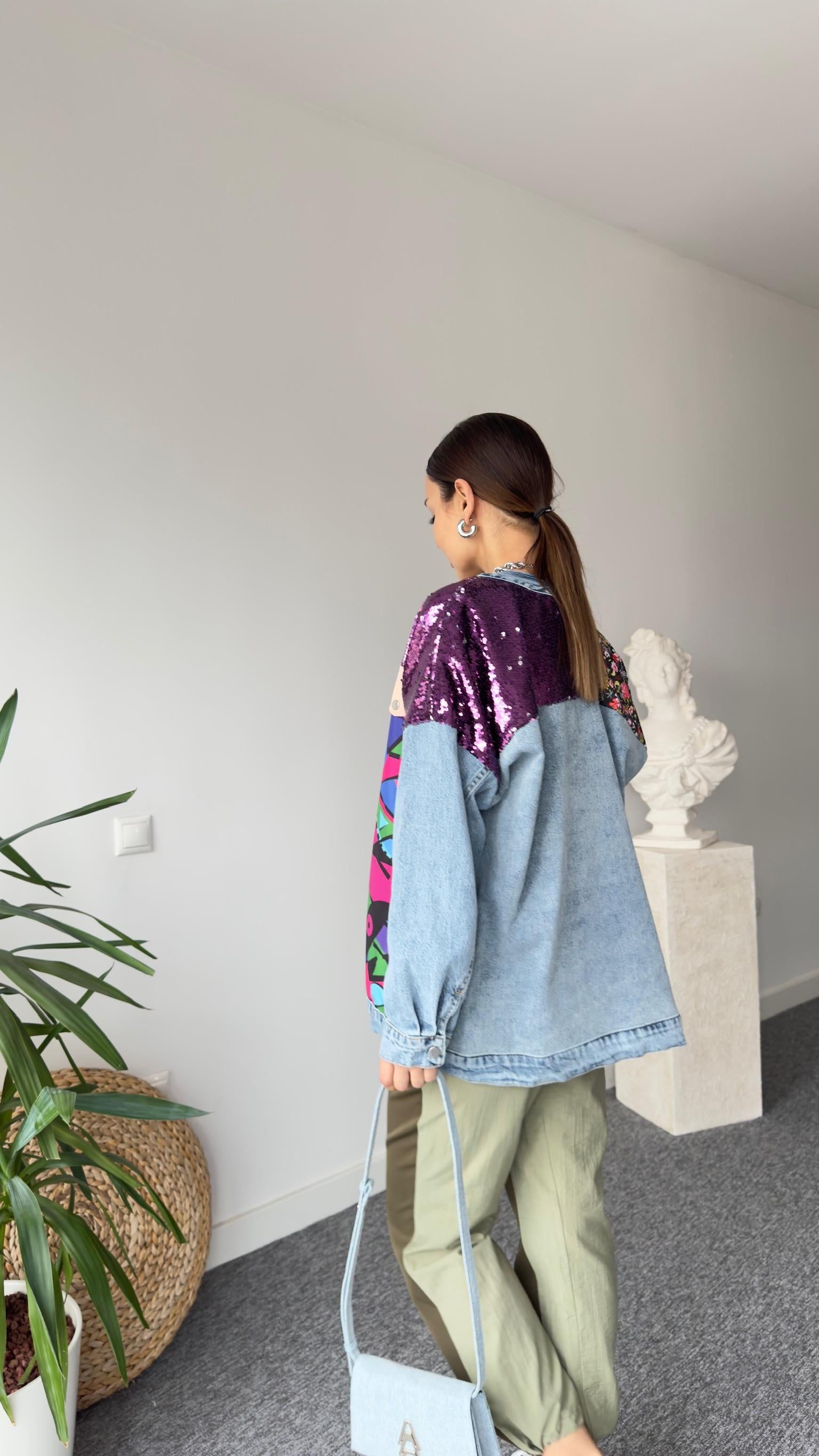Pullu Tasarım Denim Ceket