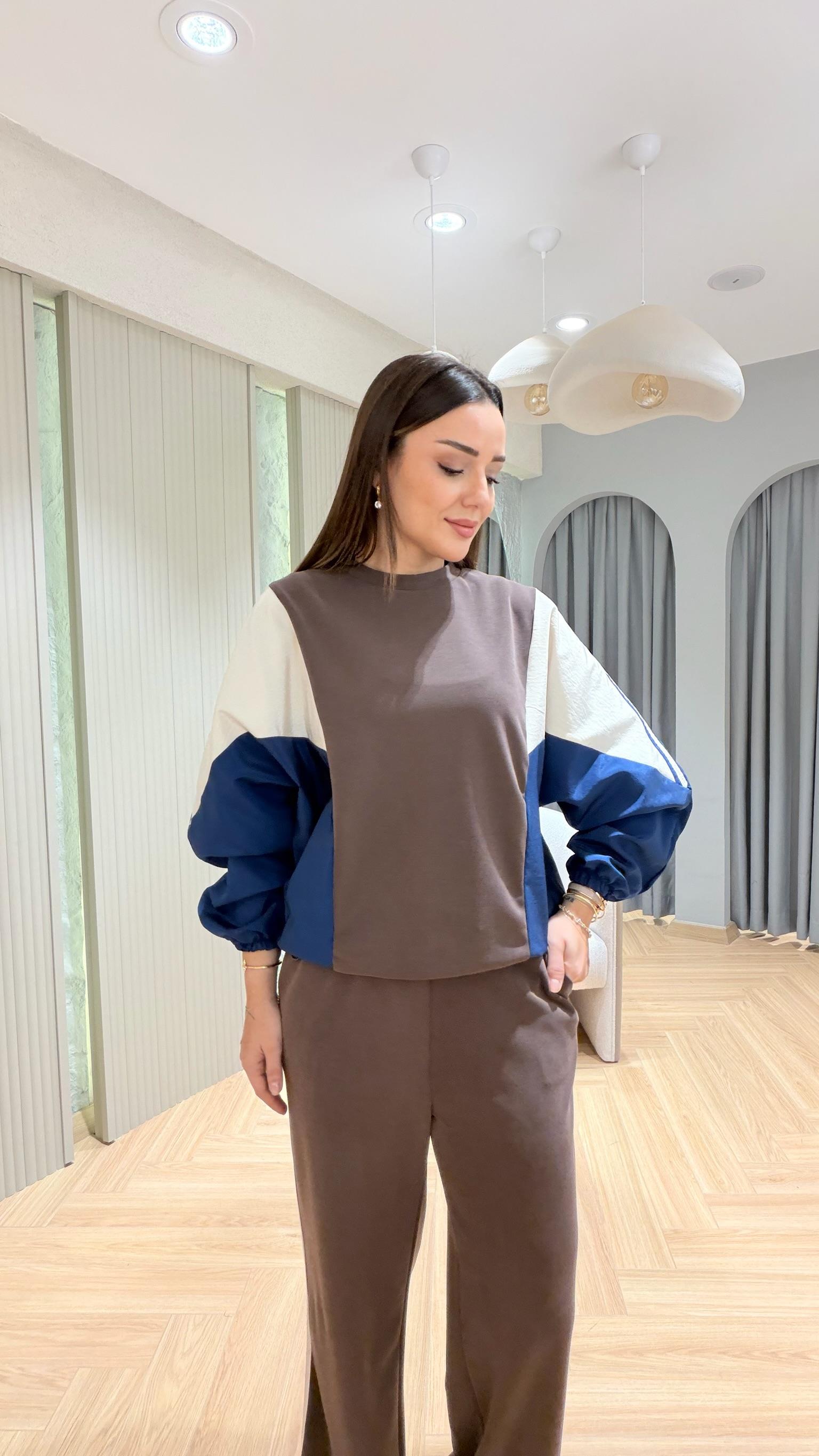Kahve Color Blok Mix Tasarım Takım