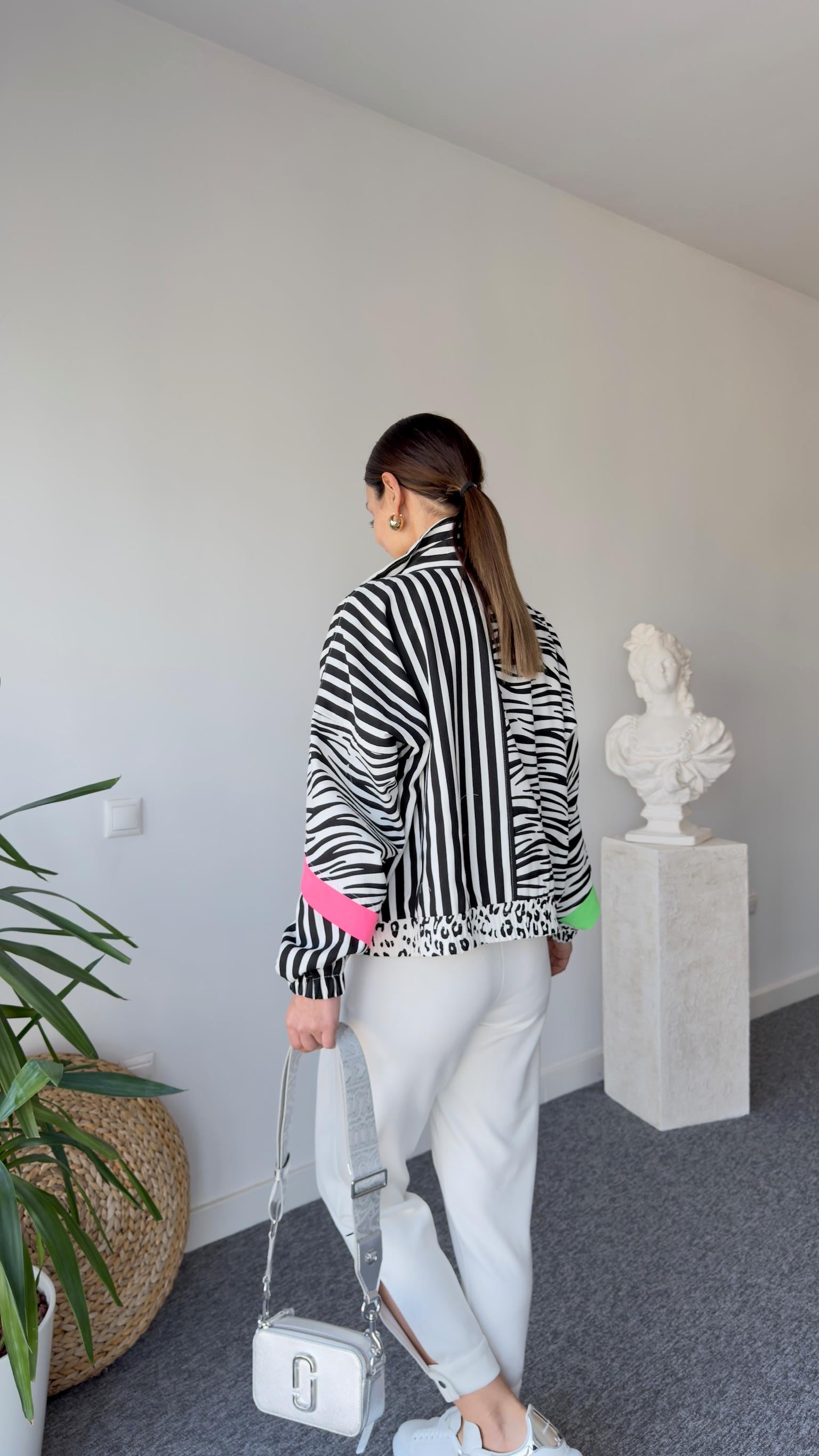 Leza Garnili Zebra Desen Ceket 