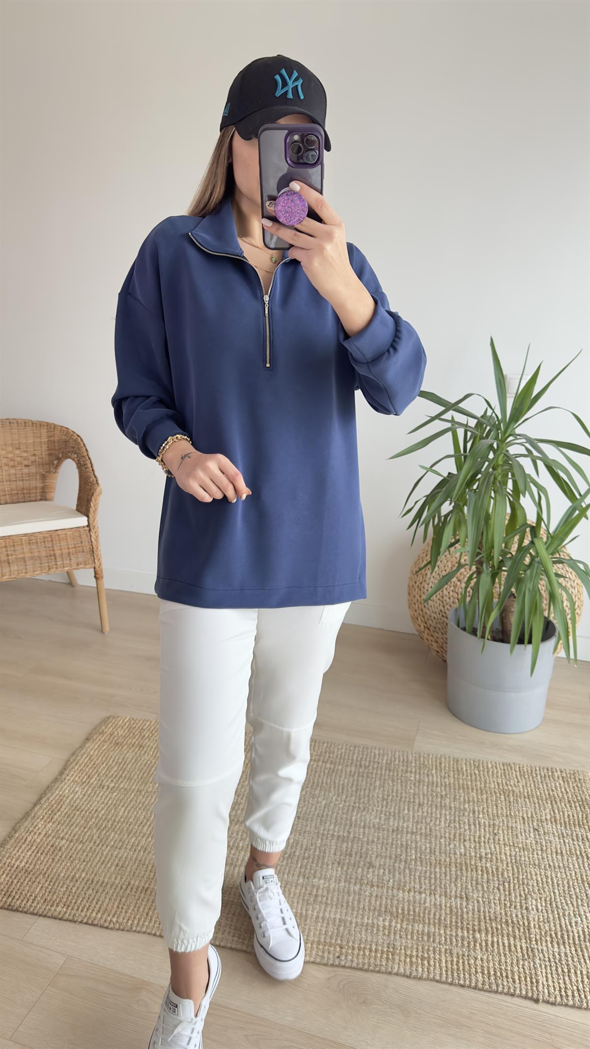 Yarım Fermuar Laci Modal Sweat