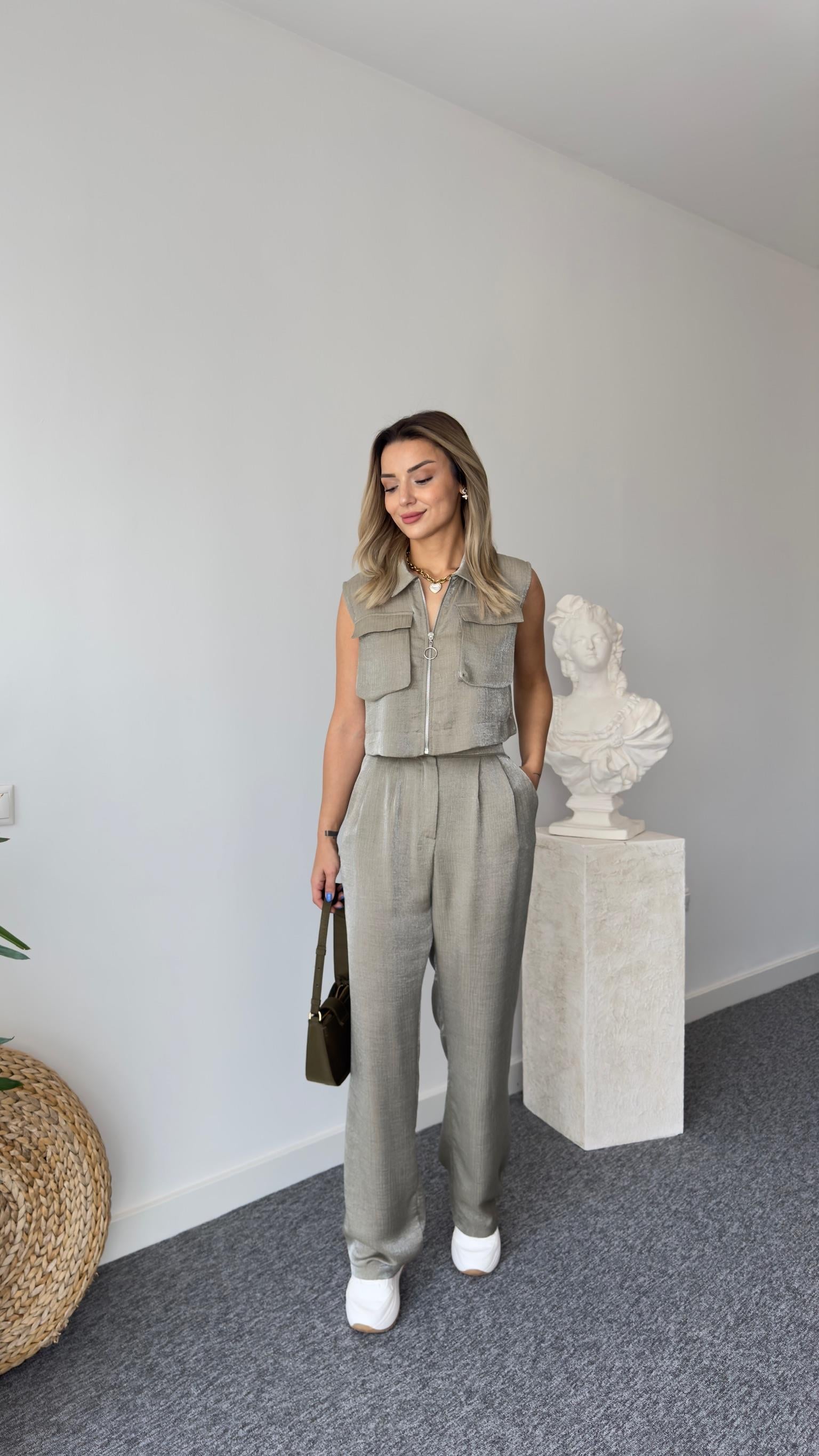 Gjen Fermuarlı Haki İkili Takım  