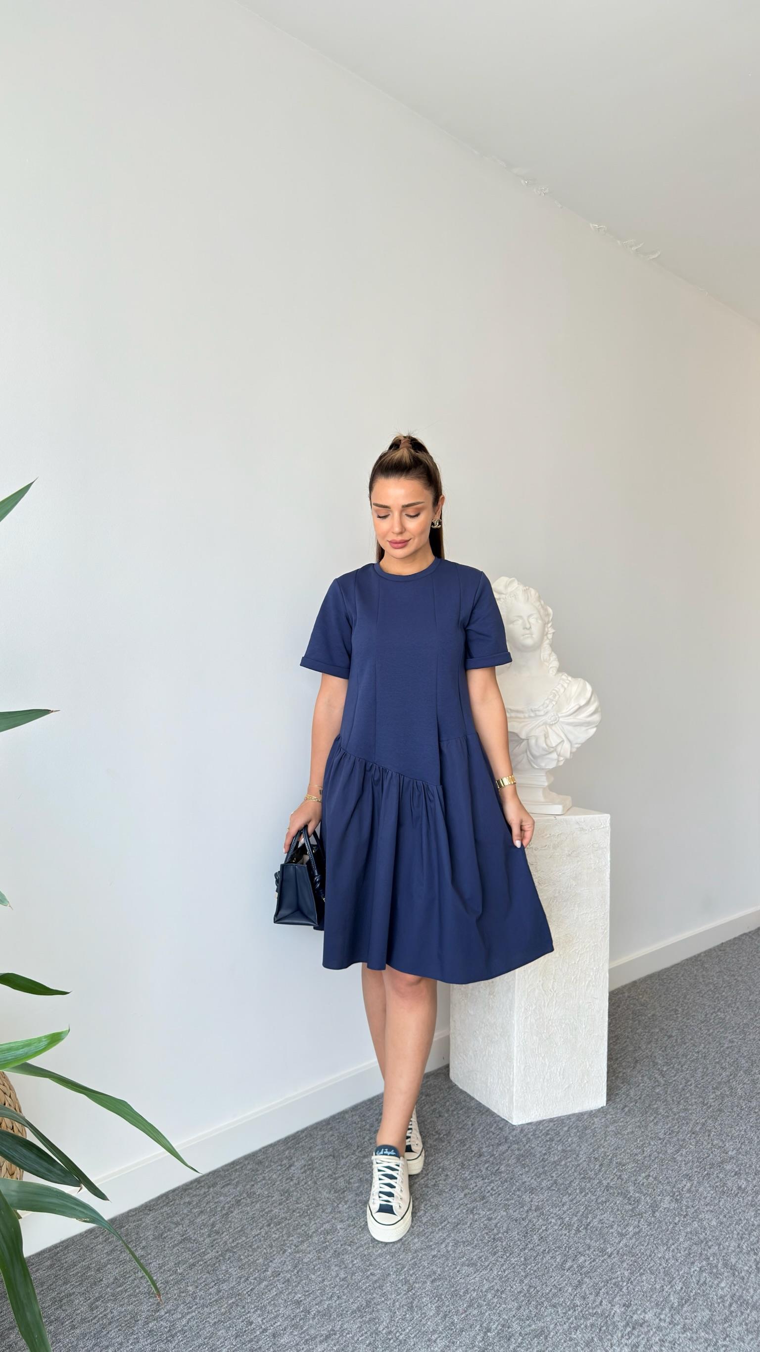 Lacivert Ronse Marka Model Garnili Elbise 