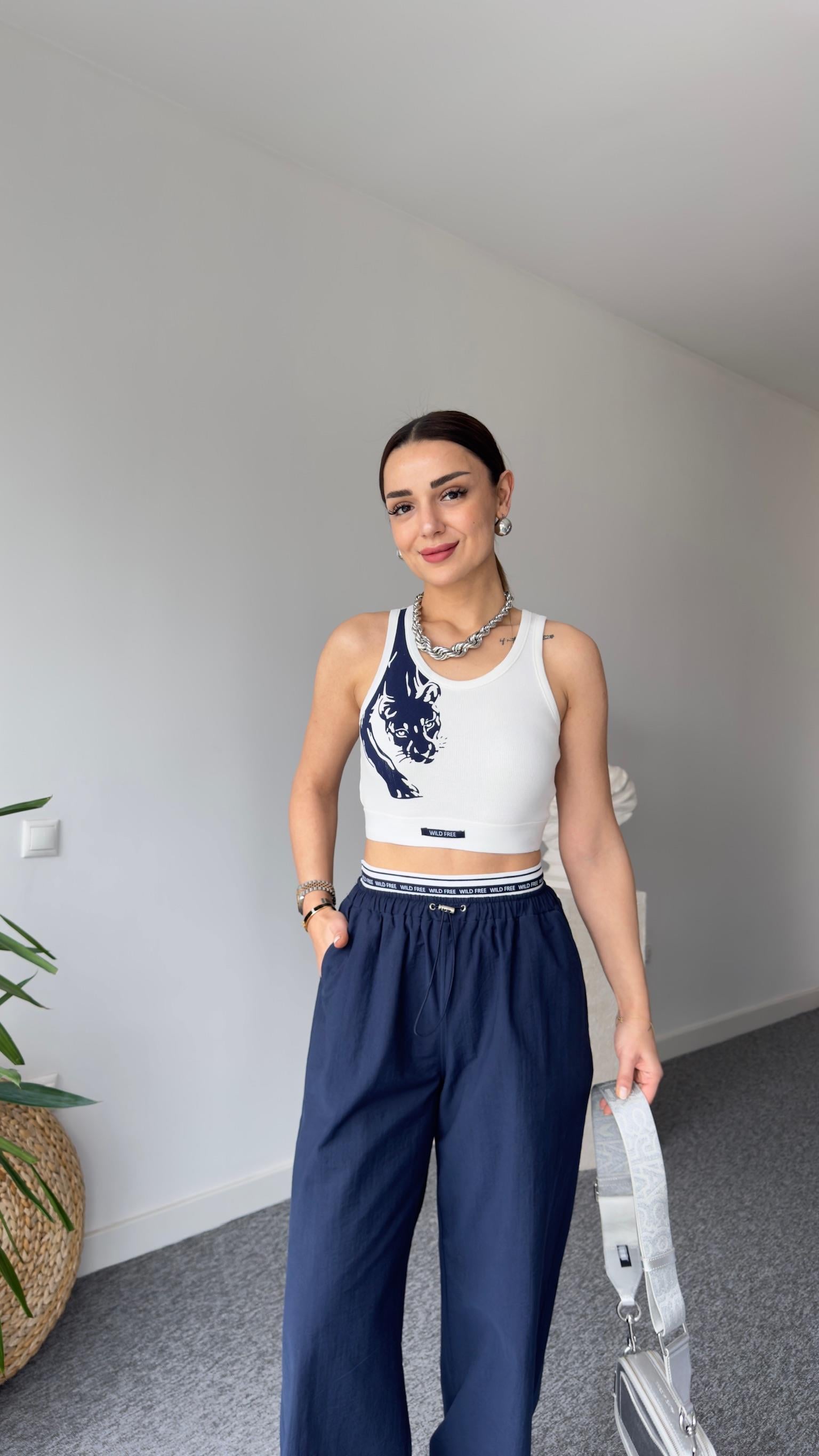 Laci Kaplan Baskılı Beyaz Atlet