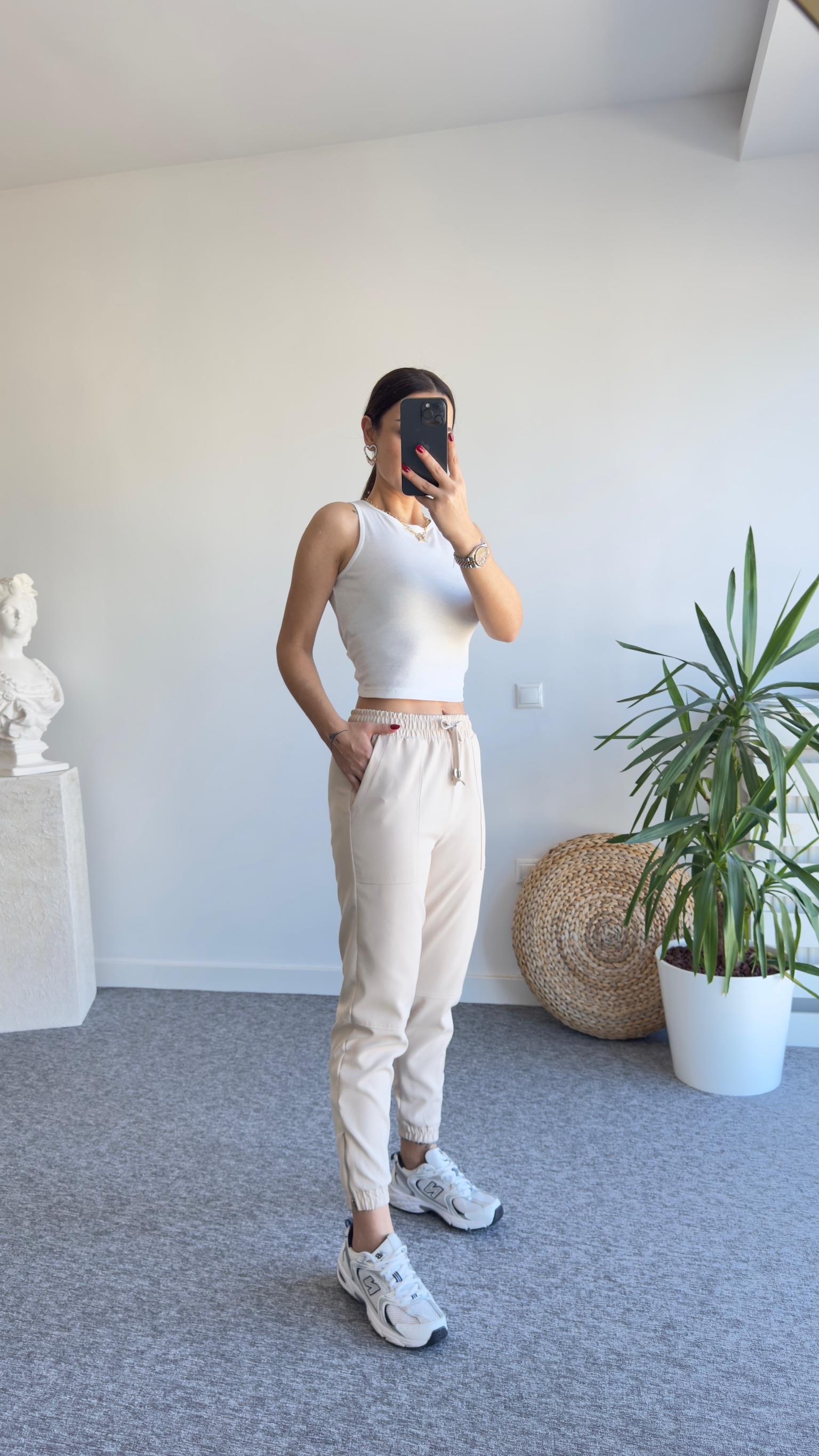 Tws Model Paça Fermuarlı Bej Pantolon