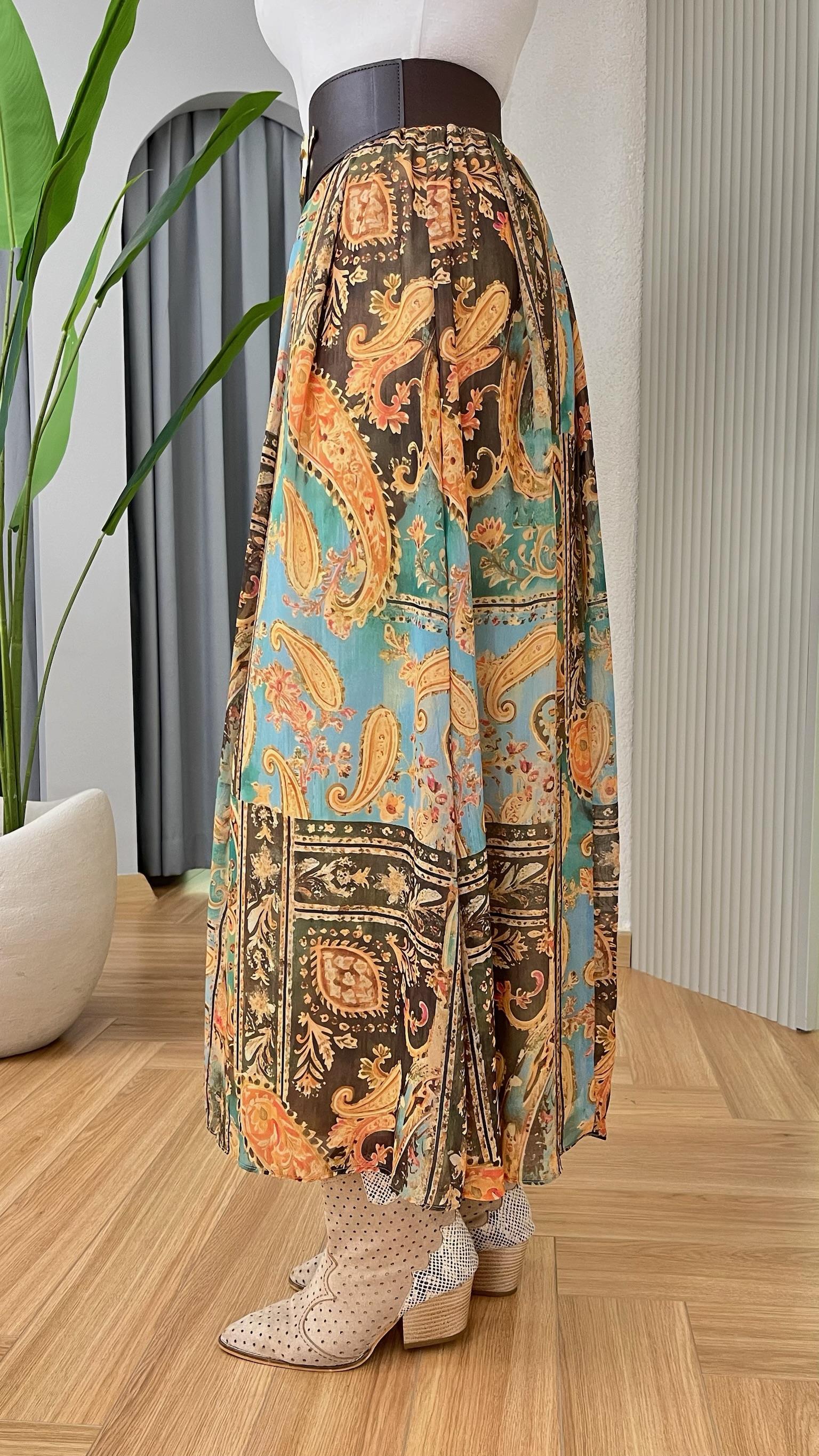 Susie Kemerli Zra Model Etnik Desen Şifon Etek