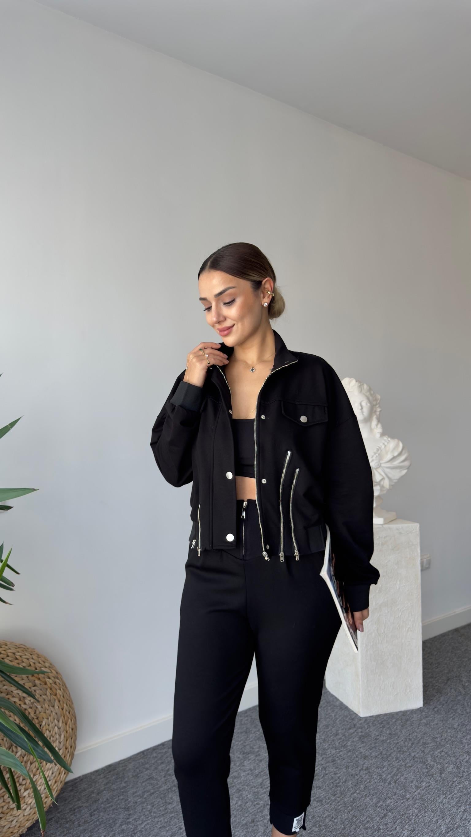 Andri Tws Model Fermuarlı Siyah Ceket