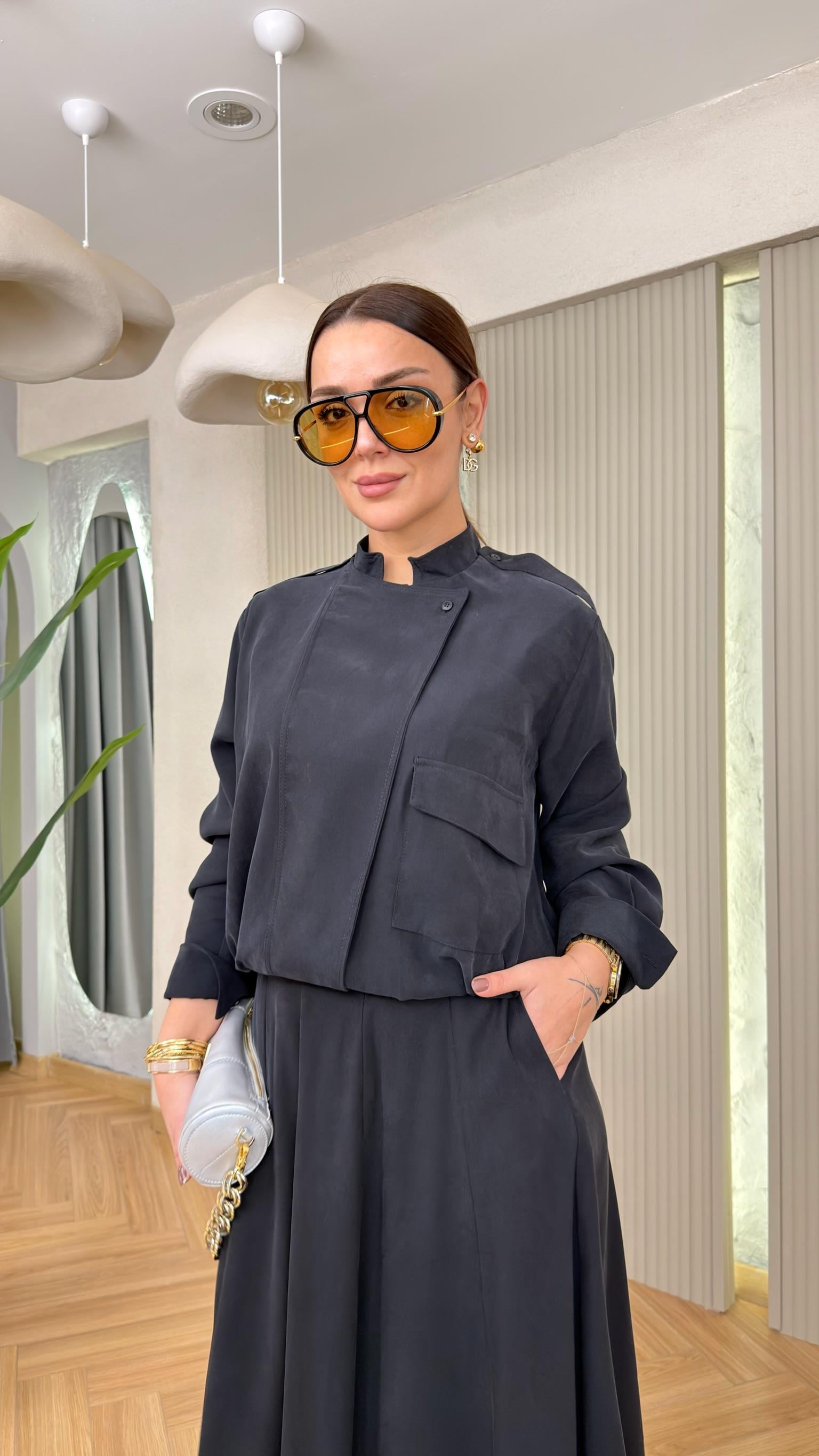 Siyah Bellis Premium Etekli Tensel Modal Takım