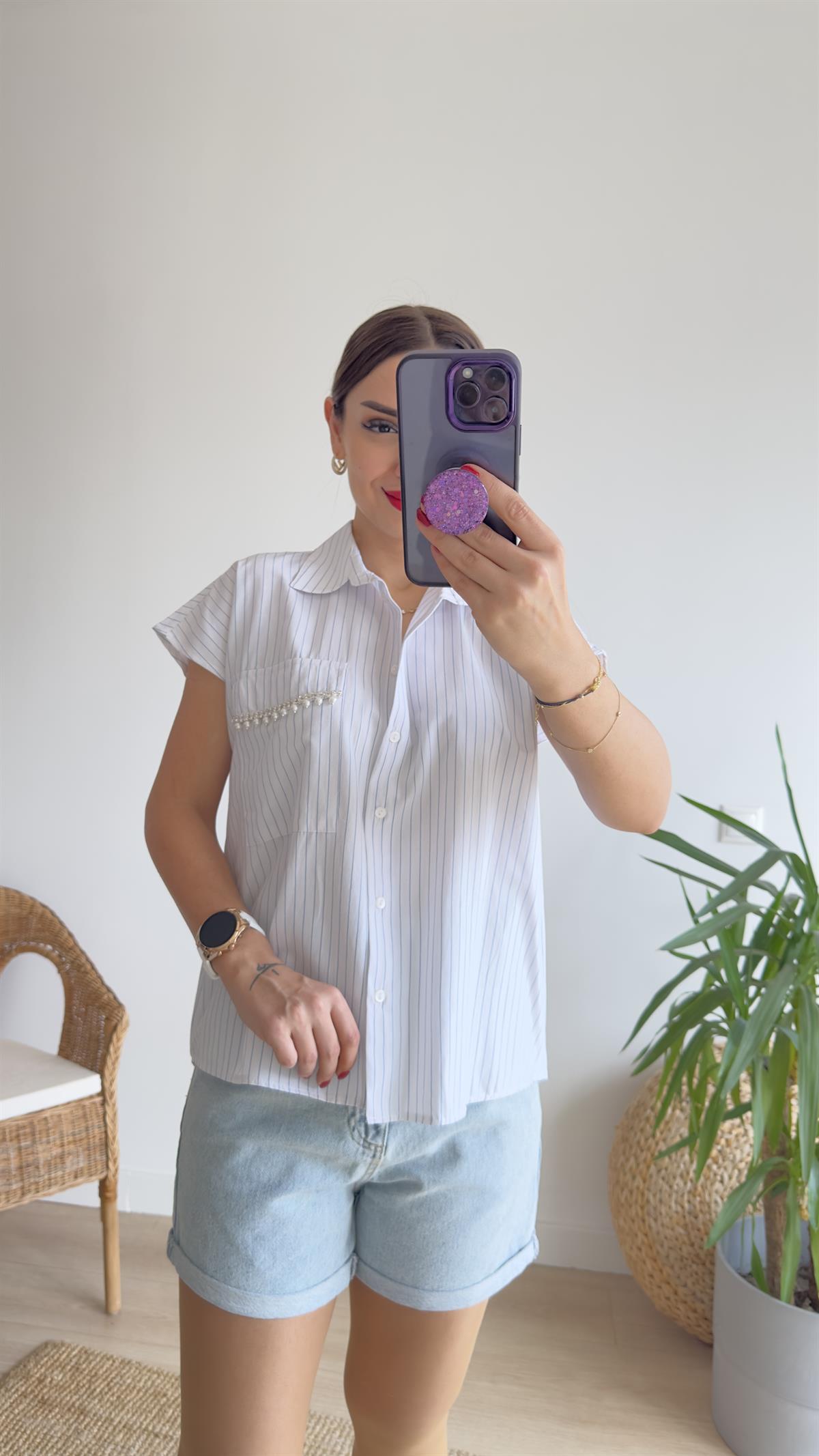 Eliza Cep Kapağı Taşlı Gömlek