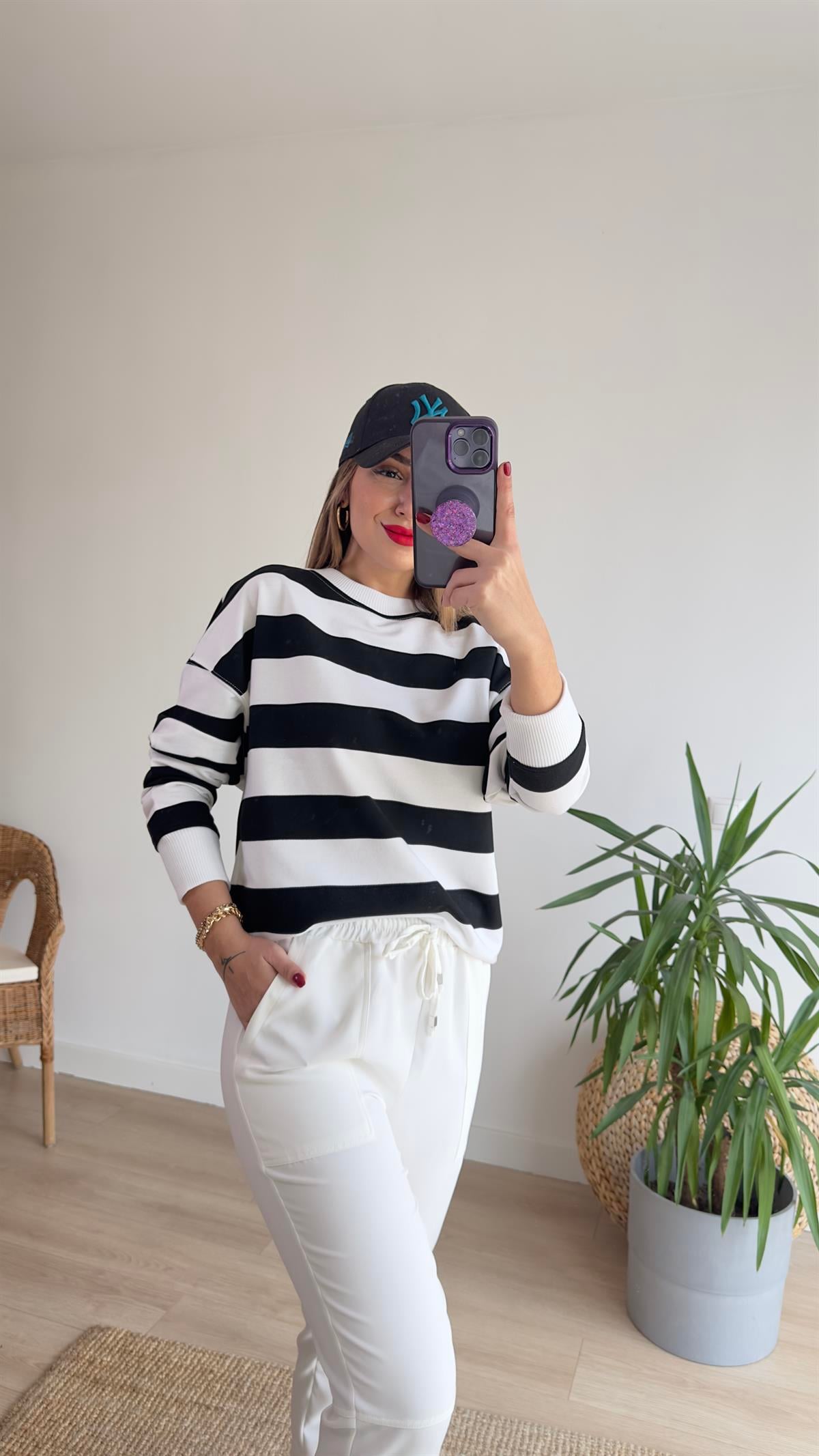 Kalın Çizgi Basic Sweatshirt