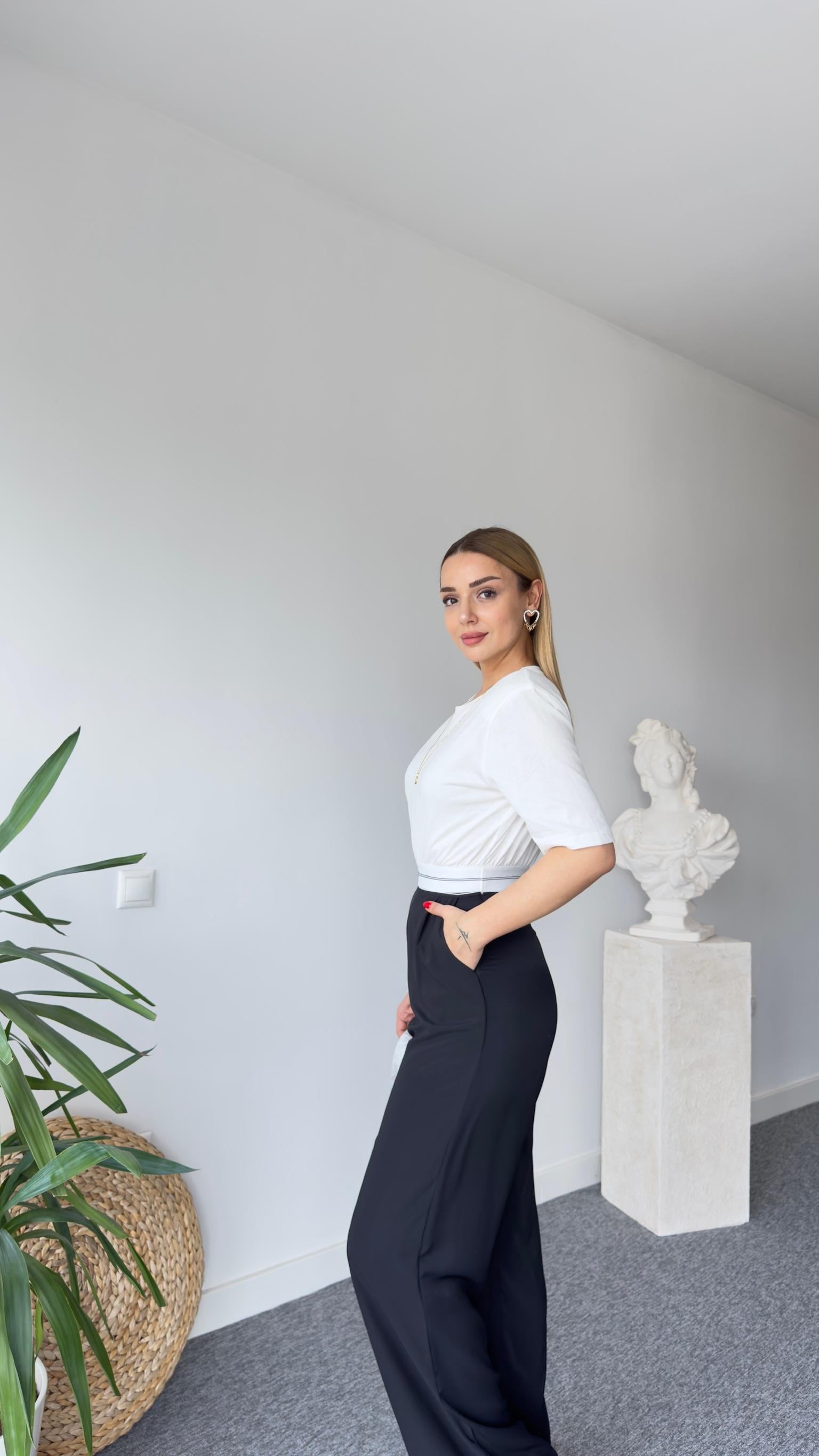Segu Bel Yazılı Vatkalı Beyaz Tshirt