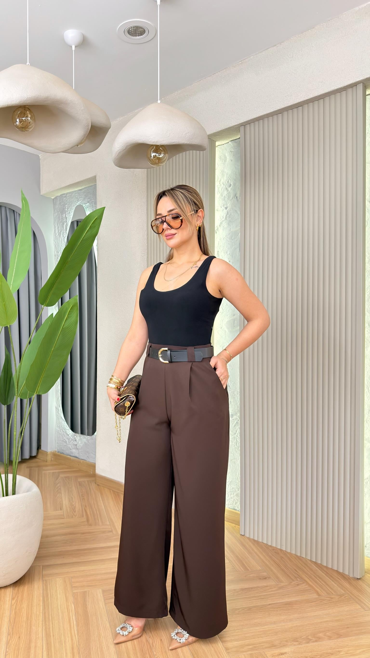 Kahve Cortex Çift Parça Görünümlü Tulum