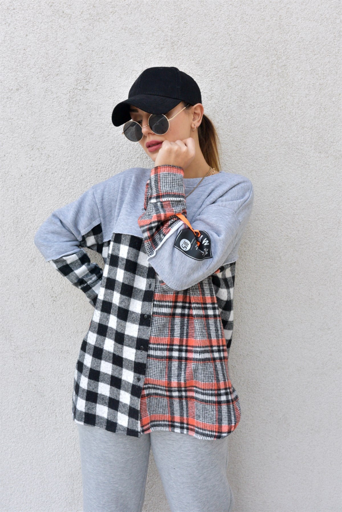 Ekose Garnili Gri Sweatshirt	