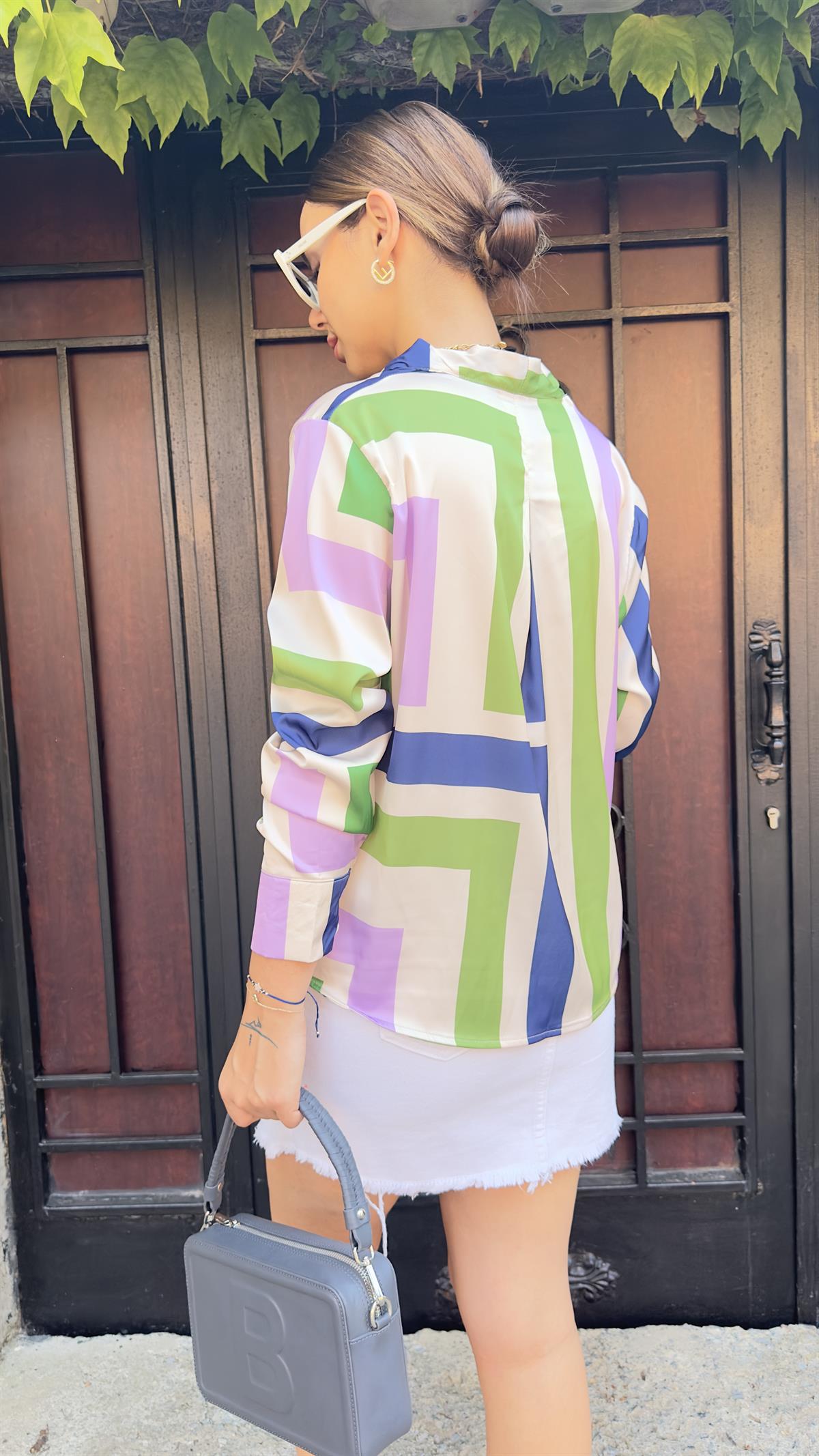 Mngo Model Renkli Saten Bluz