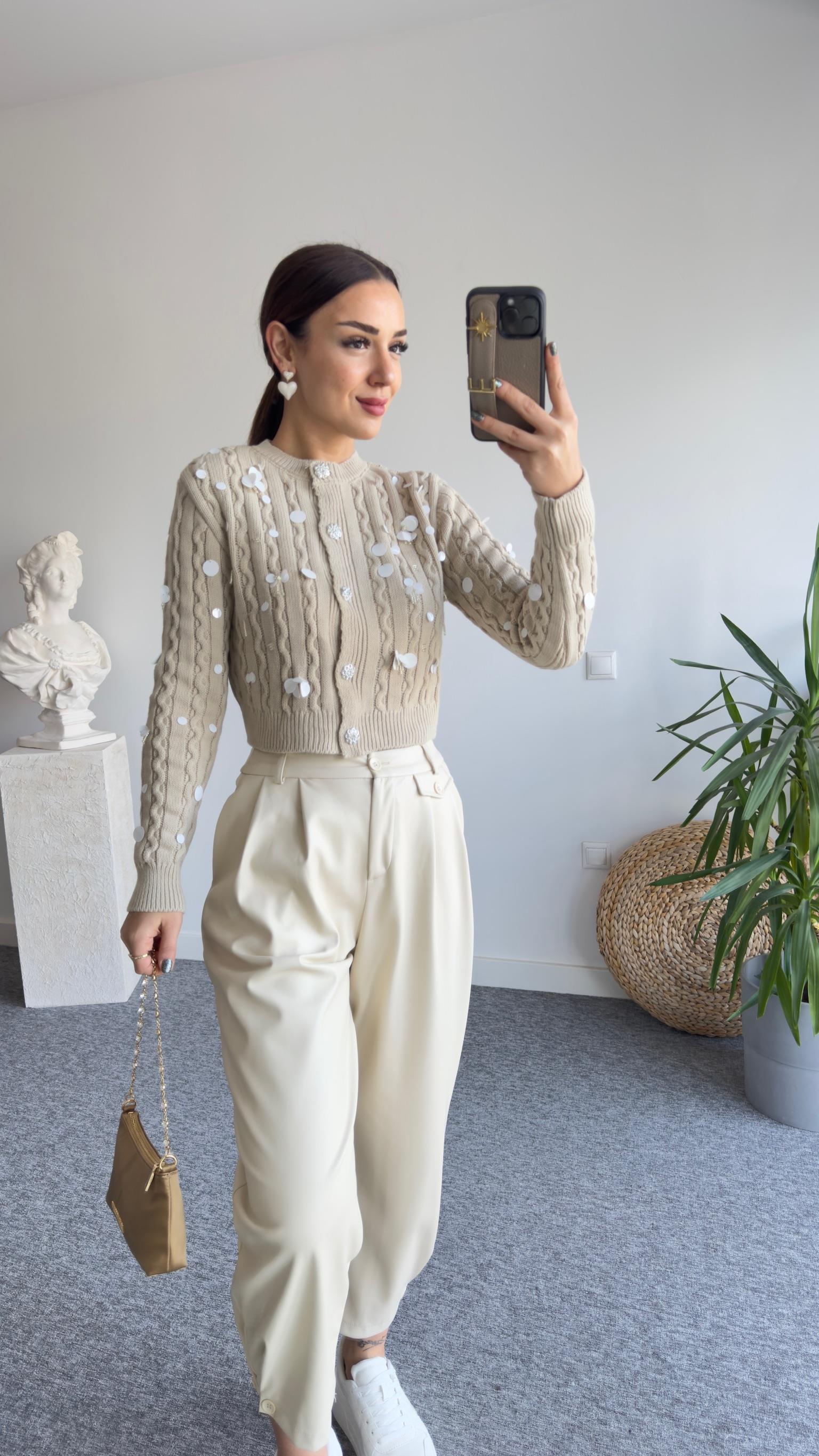 Tles Zra Model Pullu Bej Hırka