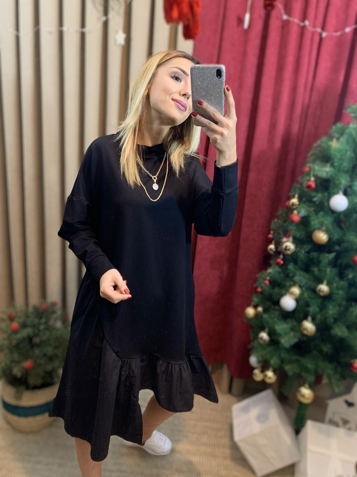 Asimetrik Kesim Tasarım Elbise