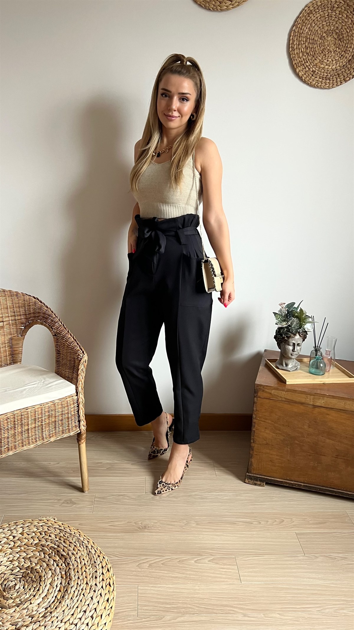 Şalvar Model Cepli Siyah Pantolon