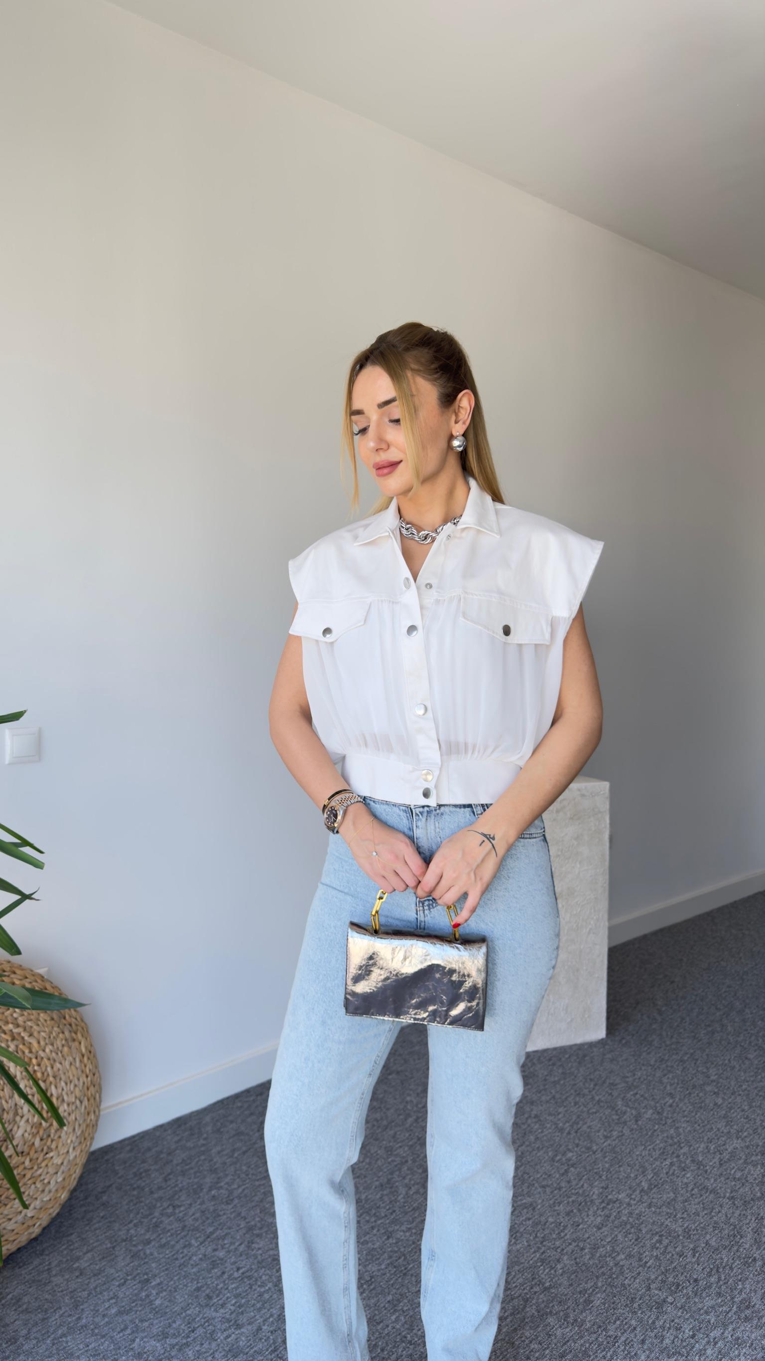 Tül Detaylı Tws Model Beyaz Yelek