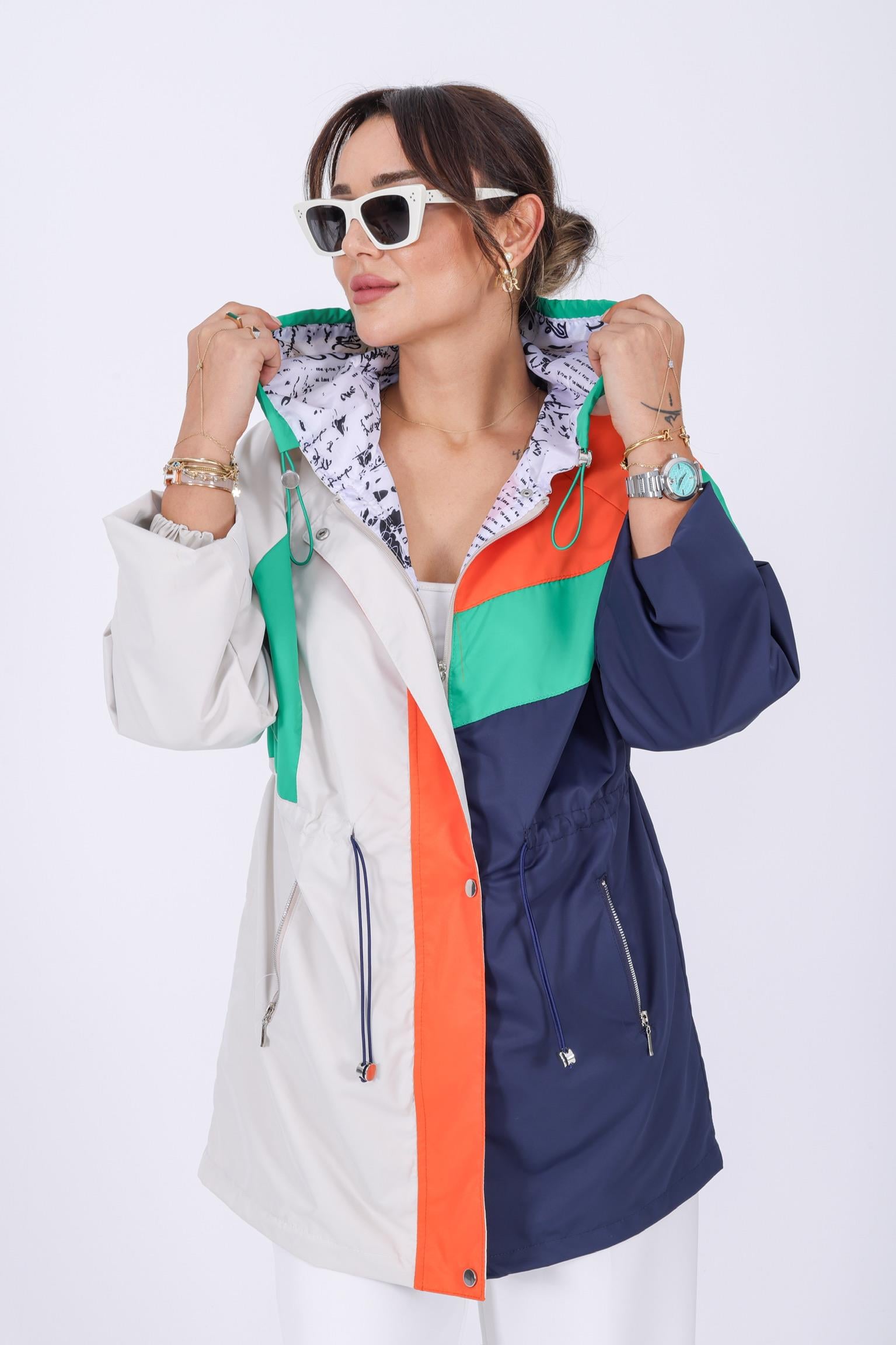 Çok Renkli Tasarım Trençkot