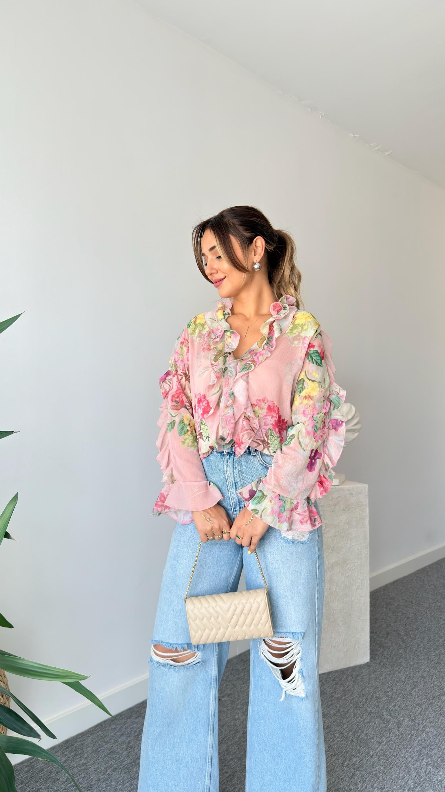 Moly Zra Model Çiçek Desenli Bluz