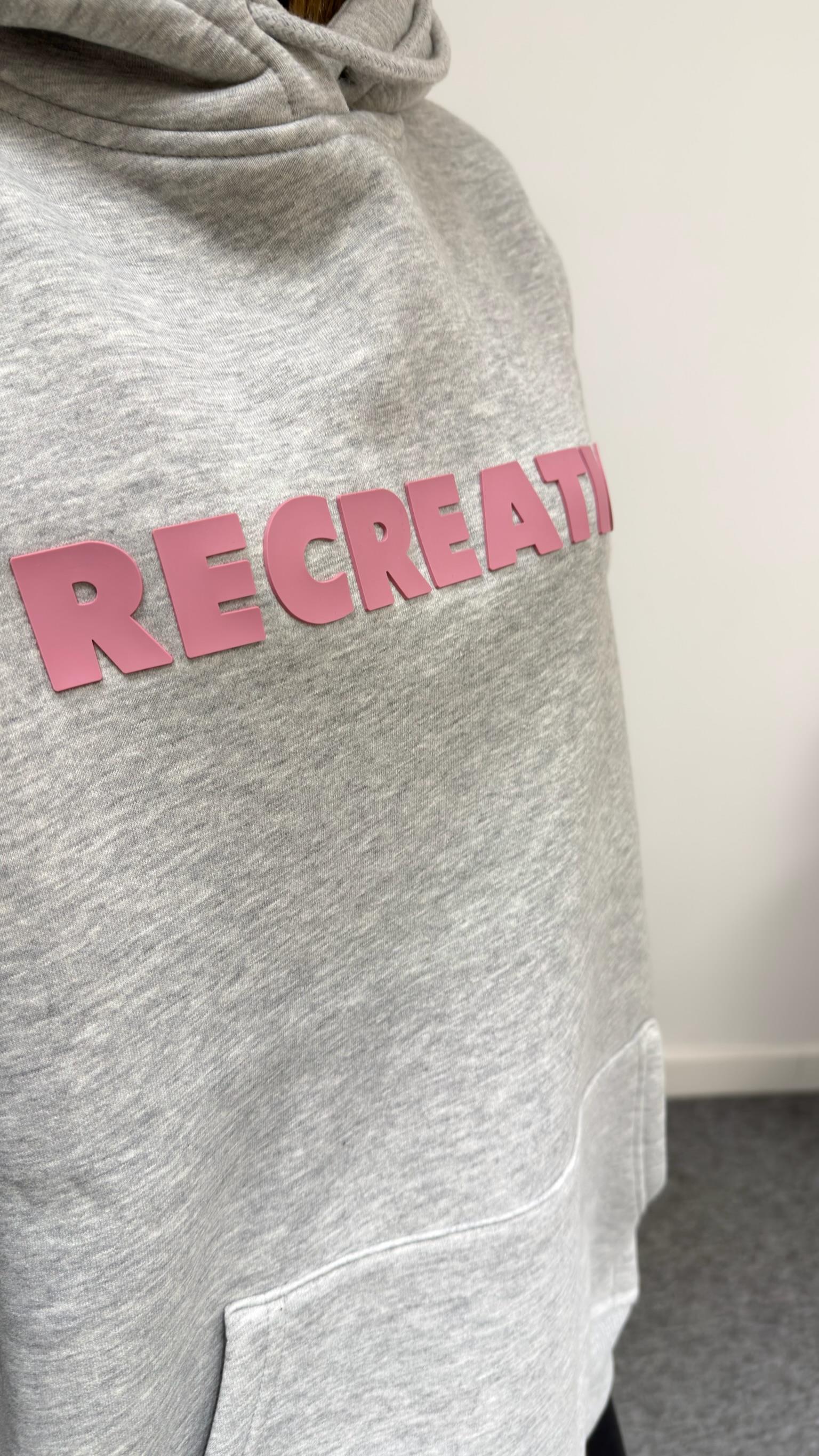 Gri Kabartma Yazı Detaylı Sweatshirt
