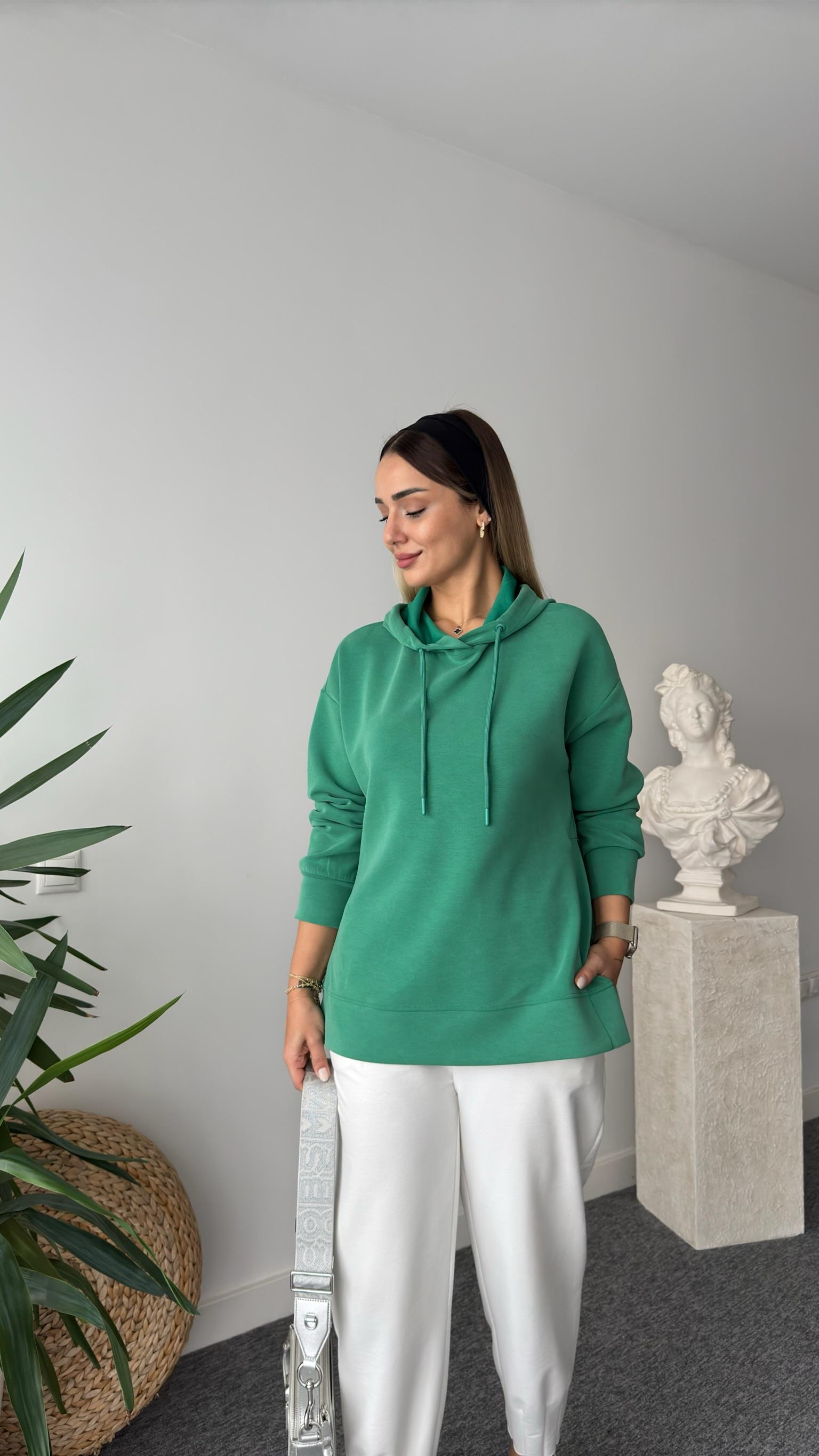 Alois Yanlar Yırtmaçlı Yeşil Modal Sweat