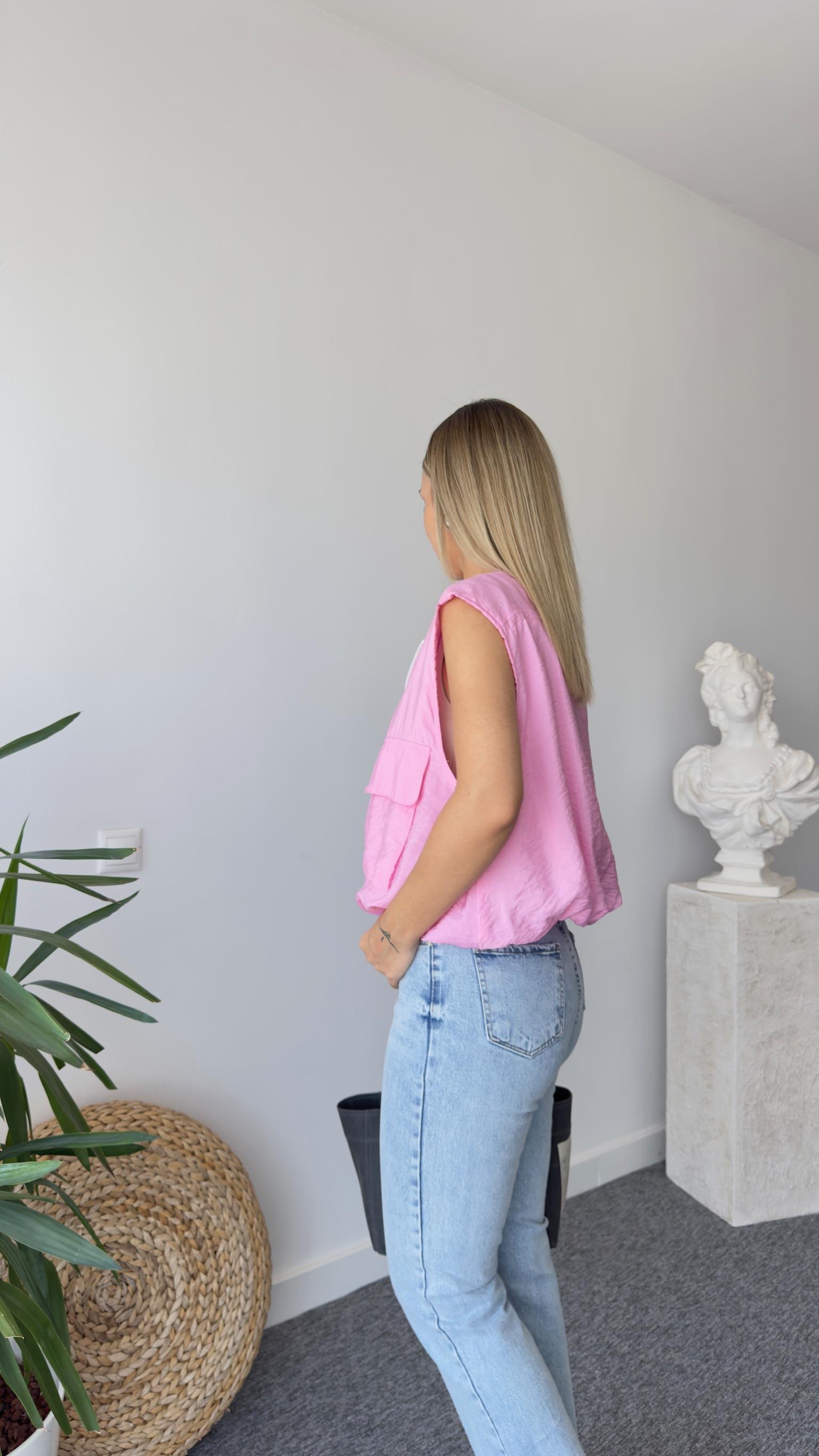 Şeker Pembe Cepli Yelek