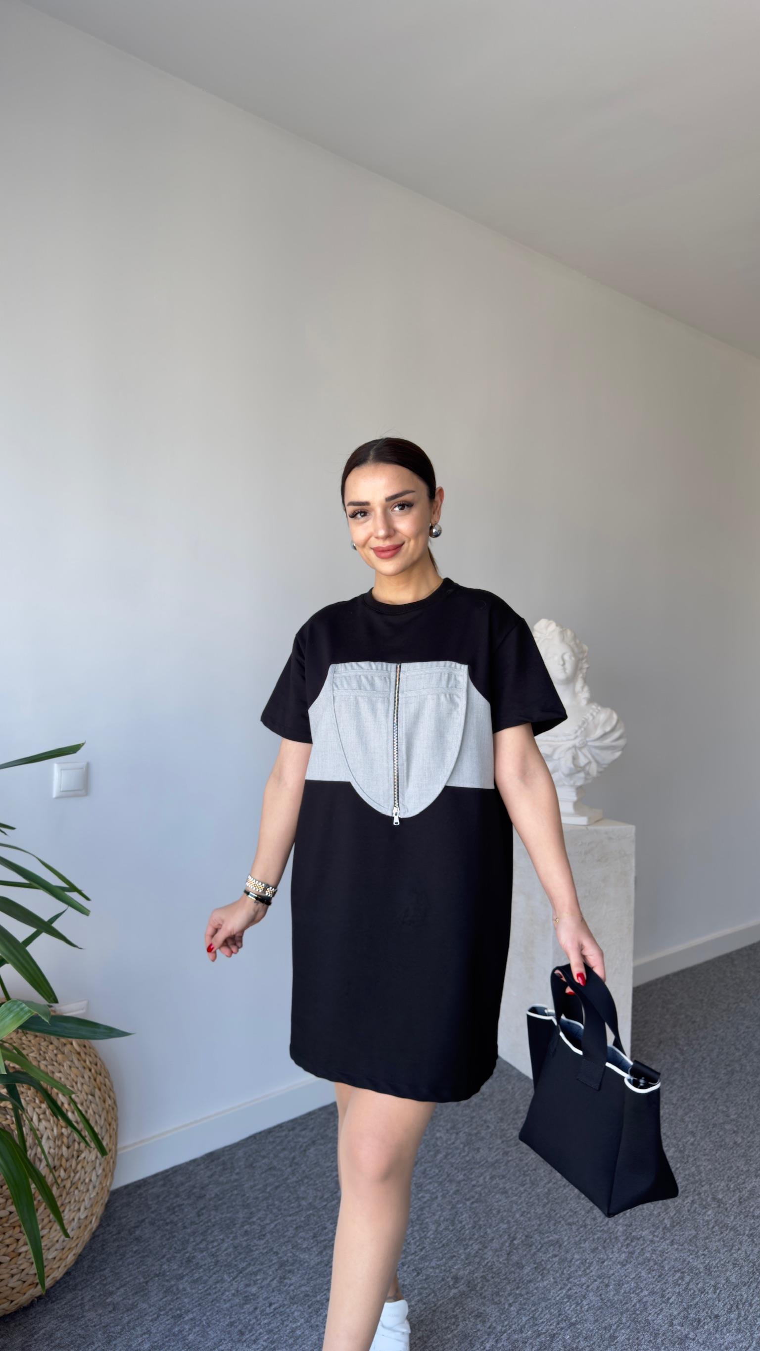 Marka Model Önü Fermuarlı Elbise 
