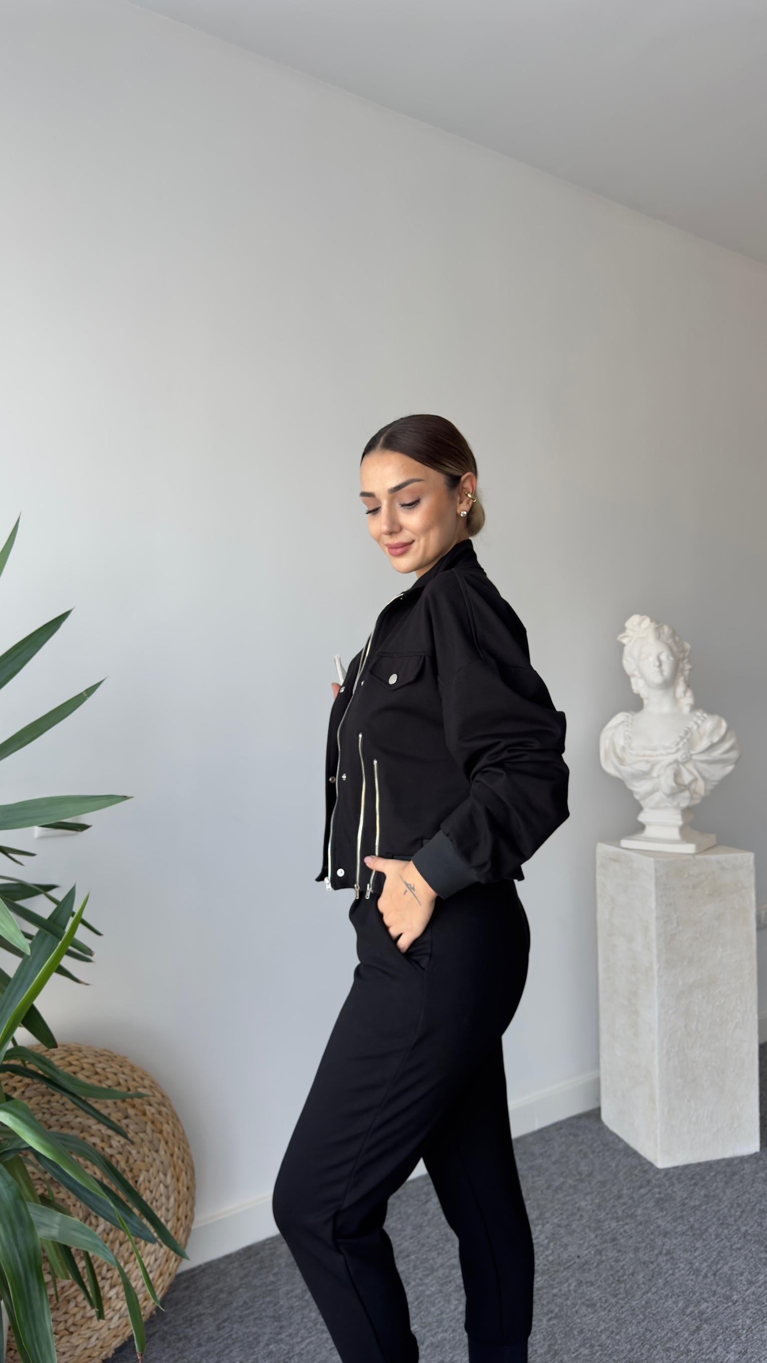 Andri Tws Model Fermuarlı Siyah Ceket