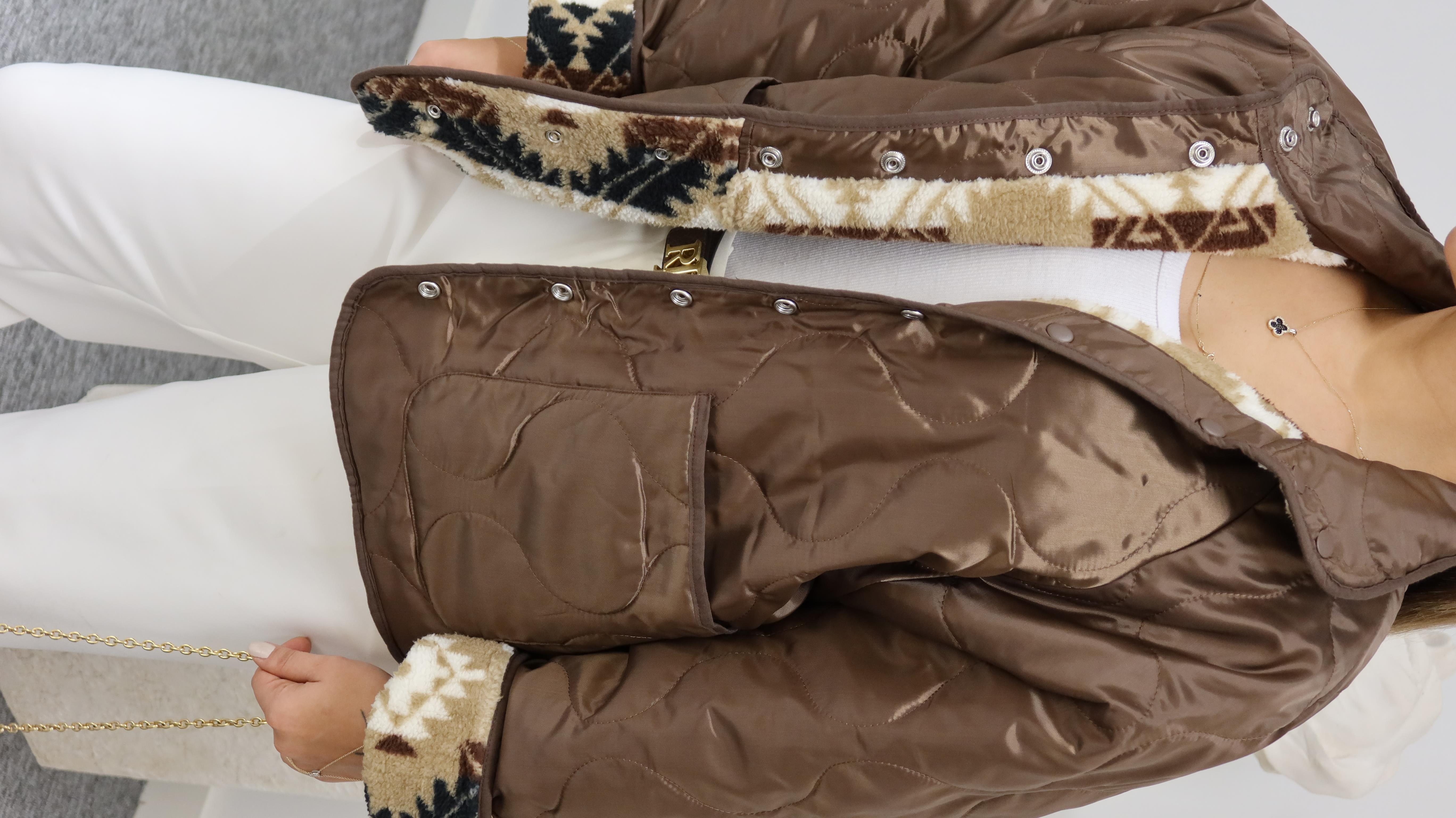 Walde Çift Taraflı Yazı Detaylı Kahve Mont