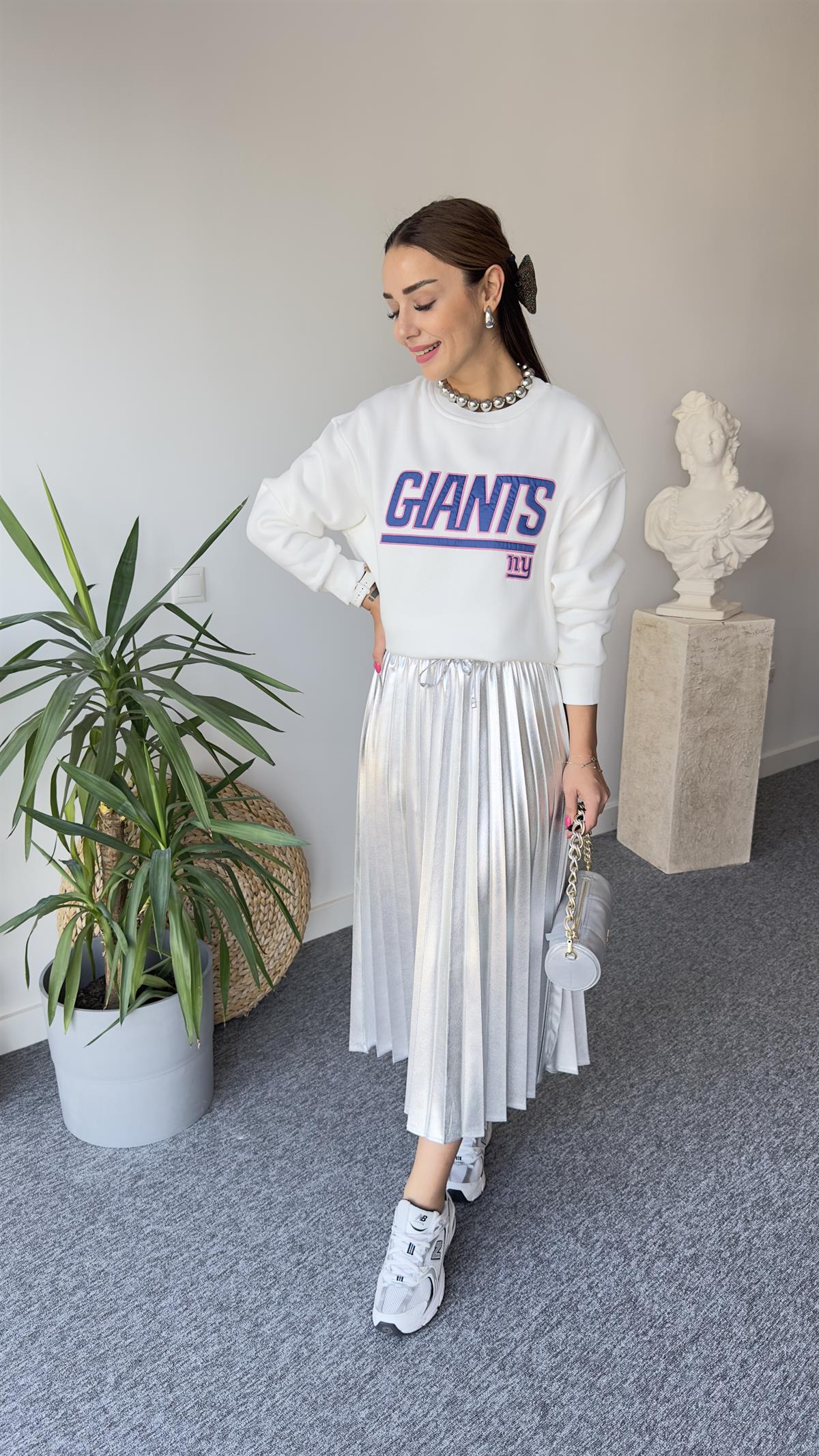 Gıants Zra Şardonlu Beyaz Sweat