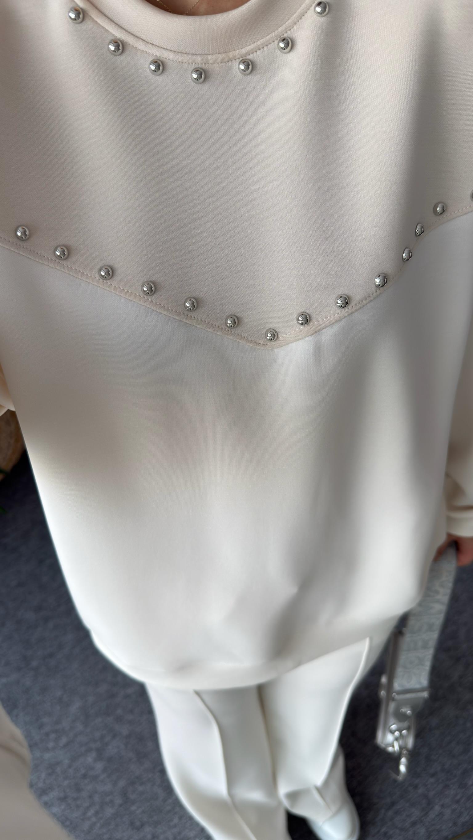 Drop Çakımlı Ekru Modal Sweat
