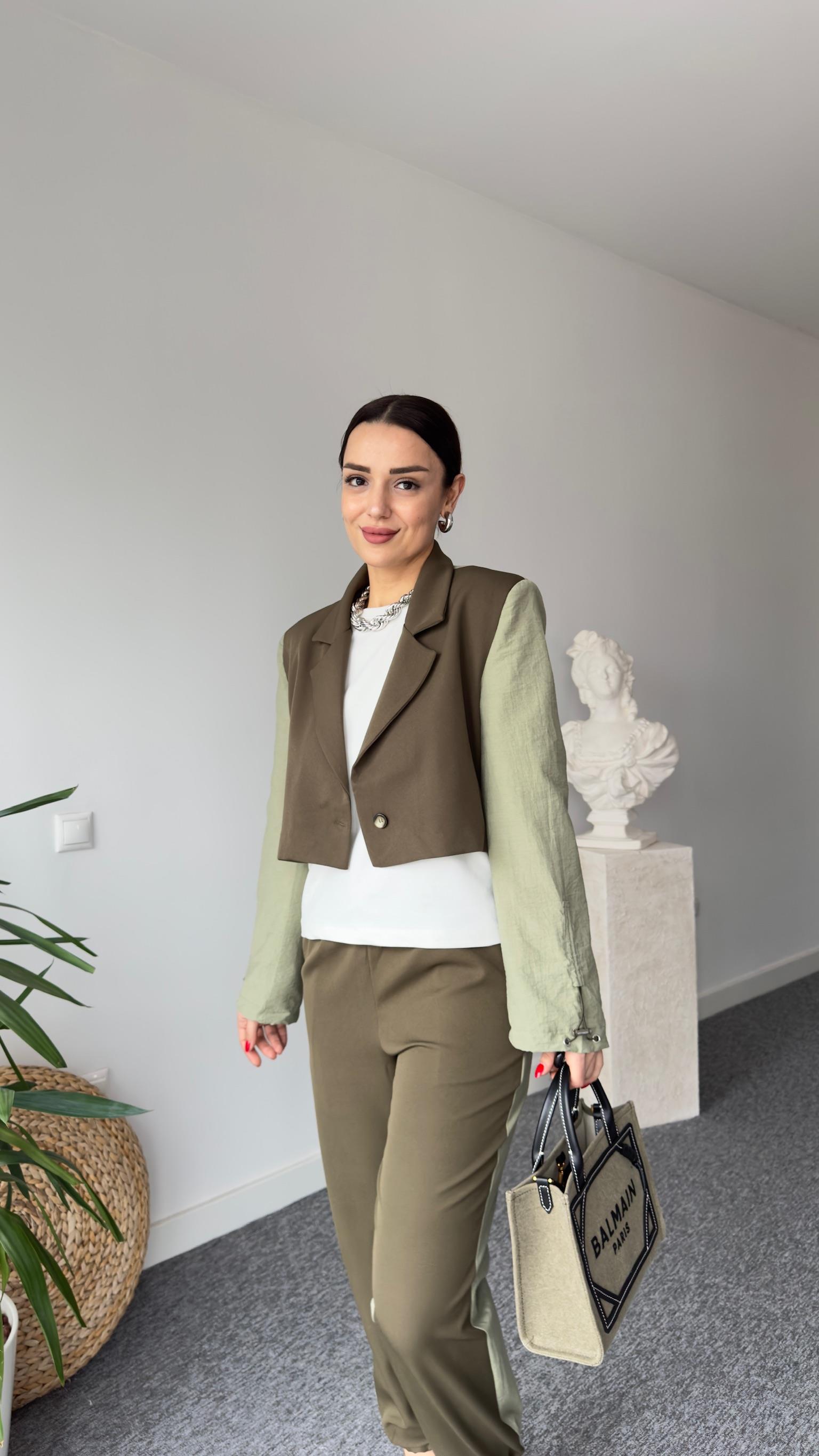 Tek Düğme Paraşüt Garnili Ceket
